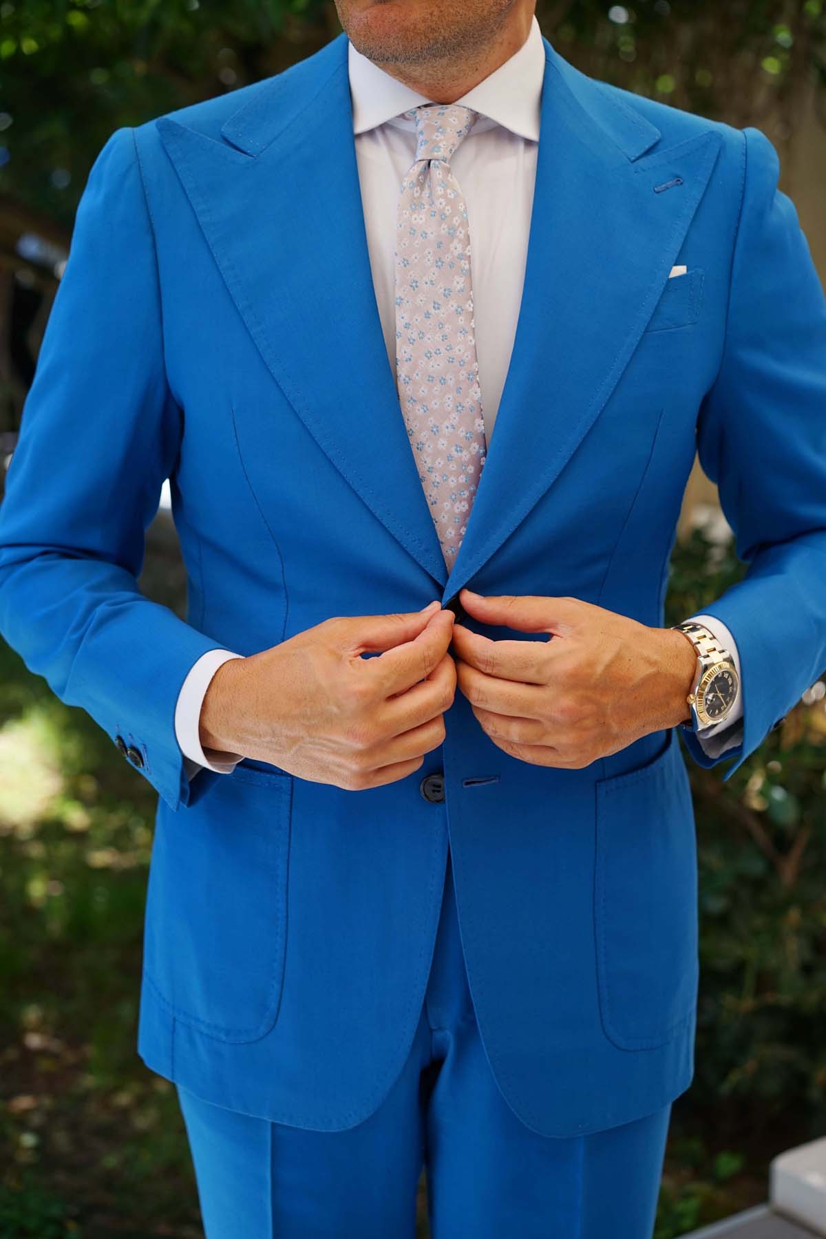 Miharashi Seaside Blue and White Floral Skinny Tie - Image 9