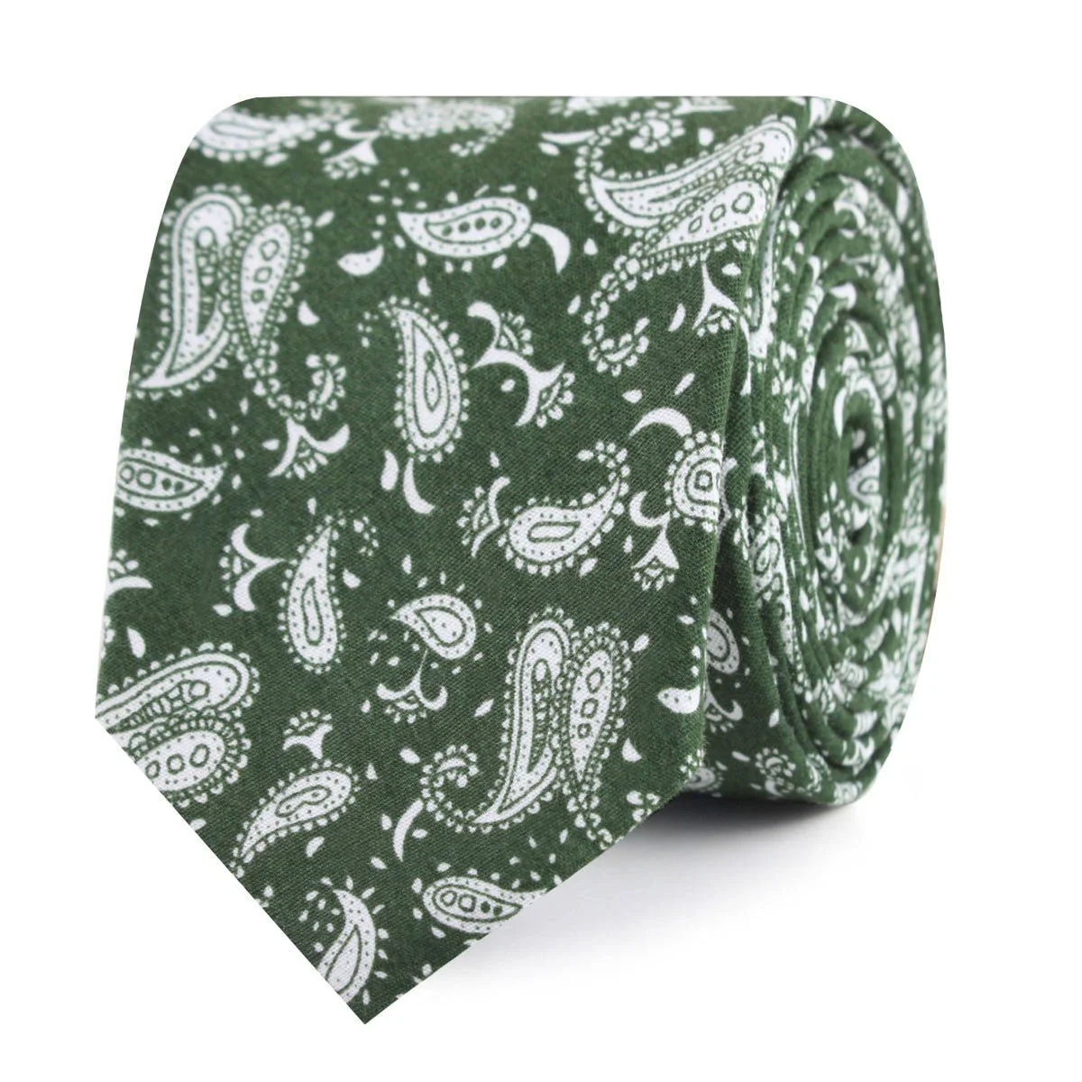 Milan Paisley Green Skinny Tie - Image 2