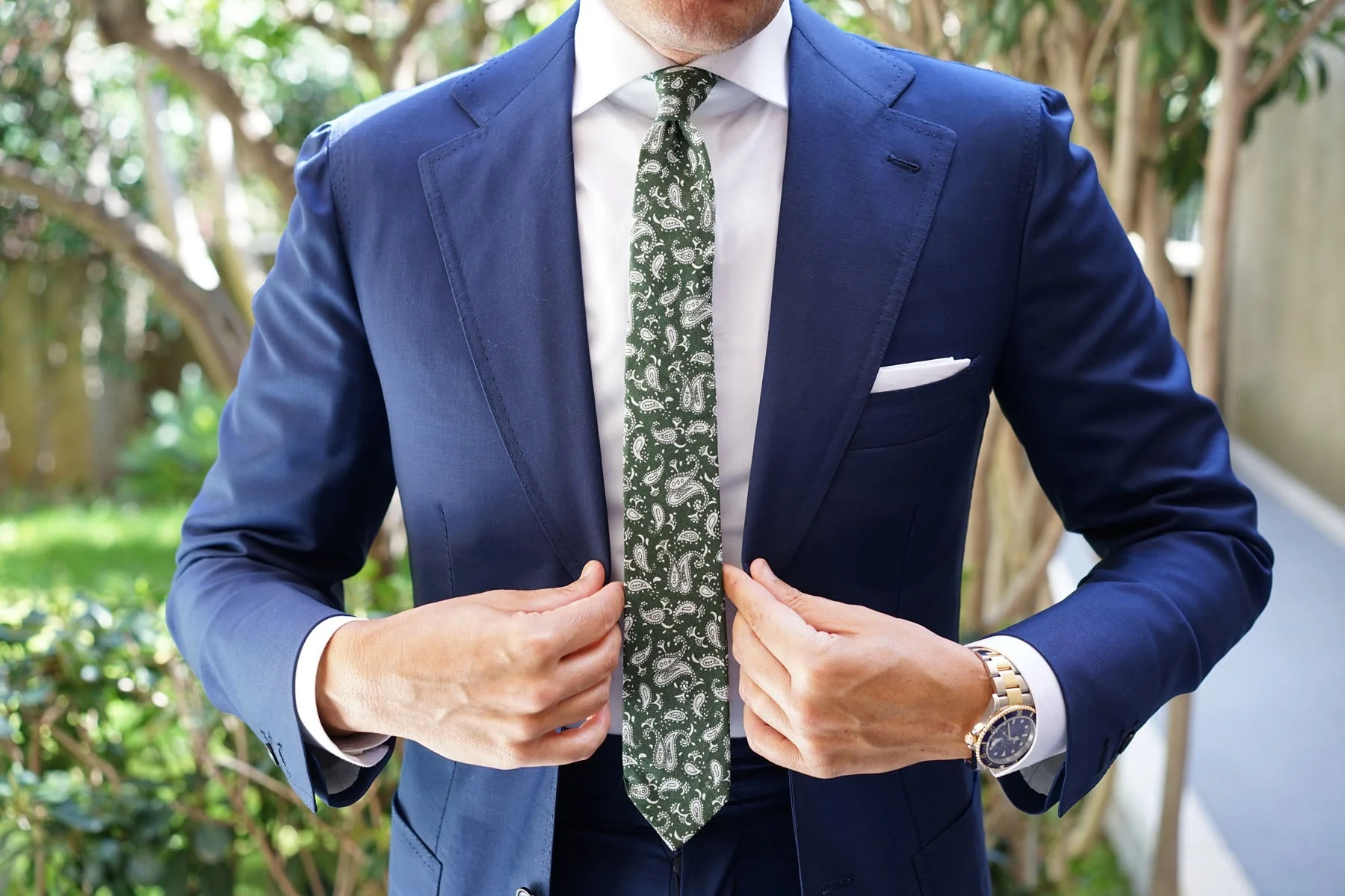 Milan Paisley Green Skinny Tie - Image 6
