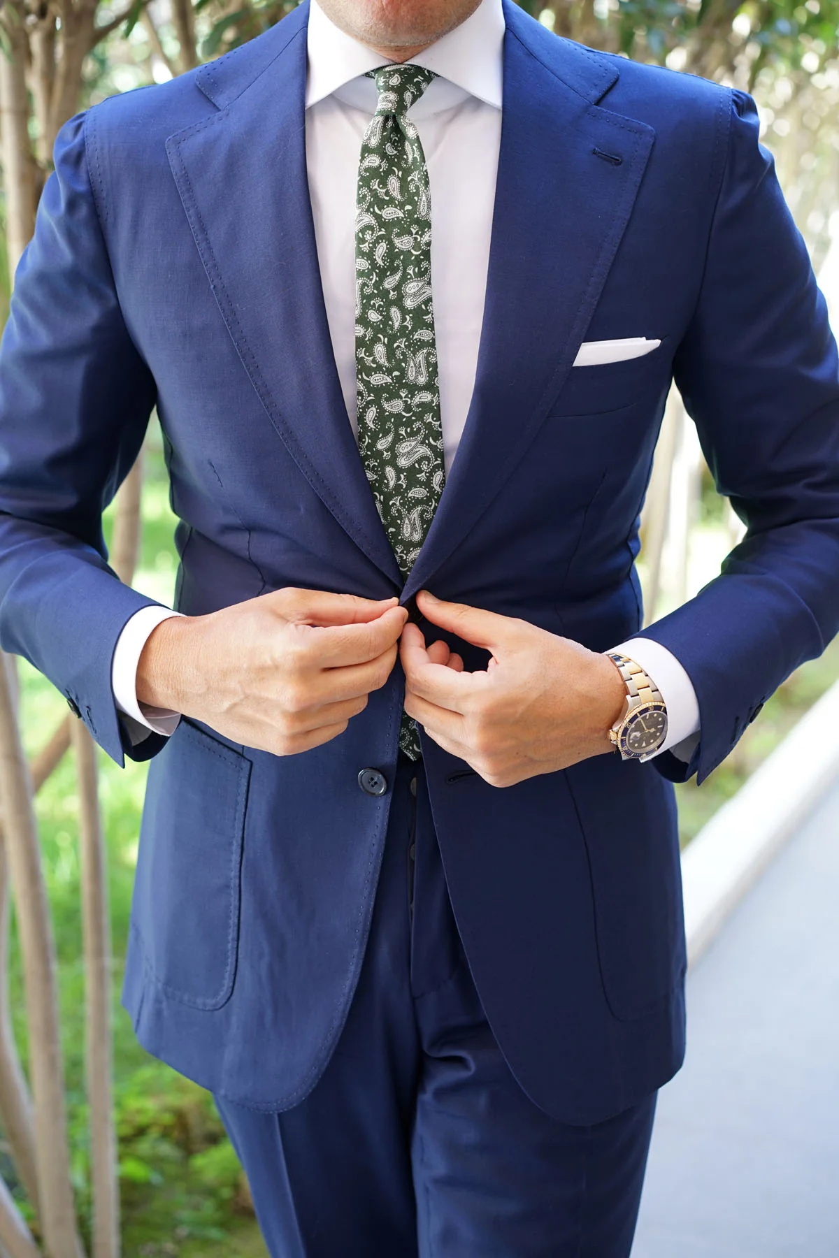Milan Paisley Green Skinny Tie - Image 7