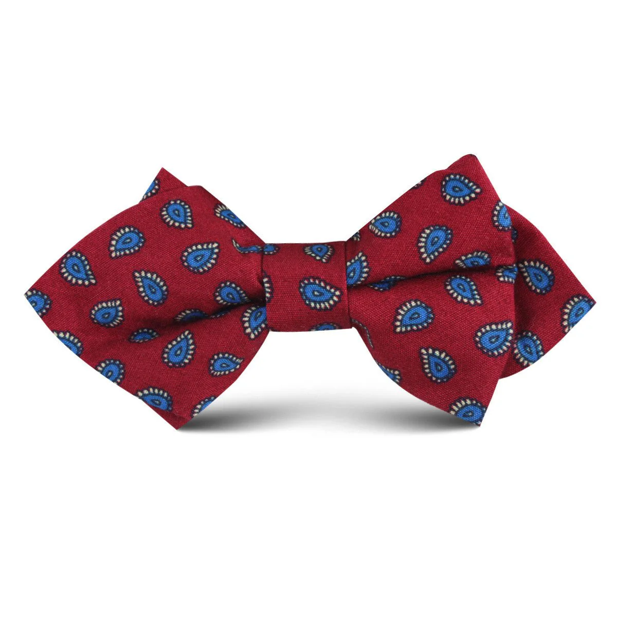 Milano Burgundy Red Paisley Kids Diamond Bow Tie