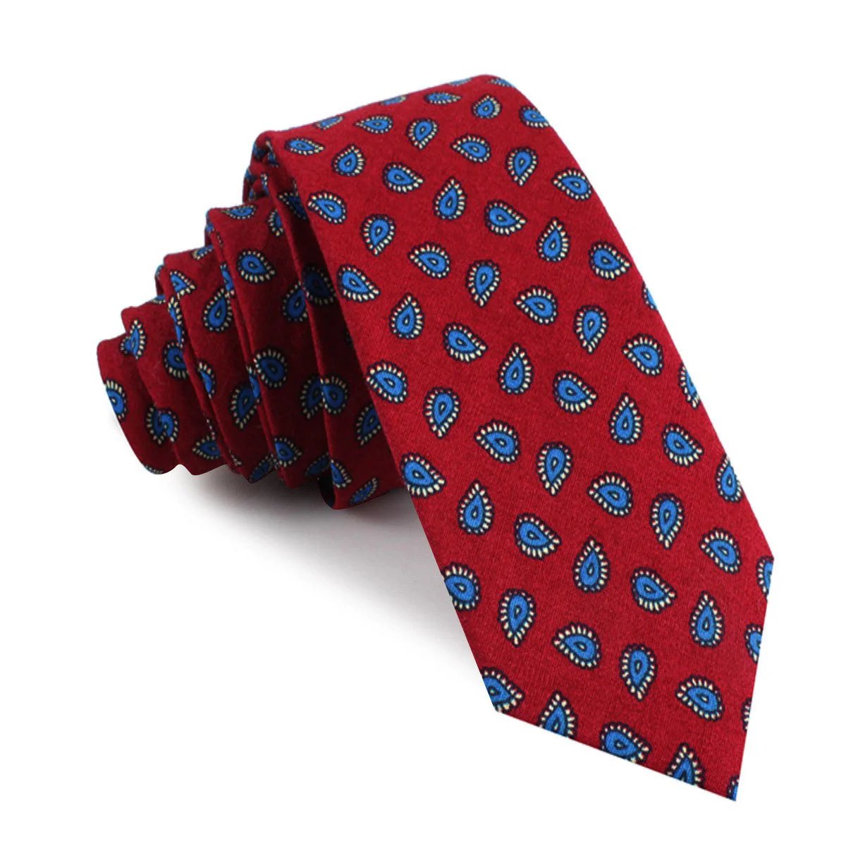 Milano Burgundy Red Paisley Skinny Tie