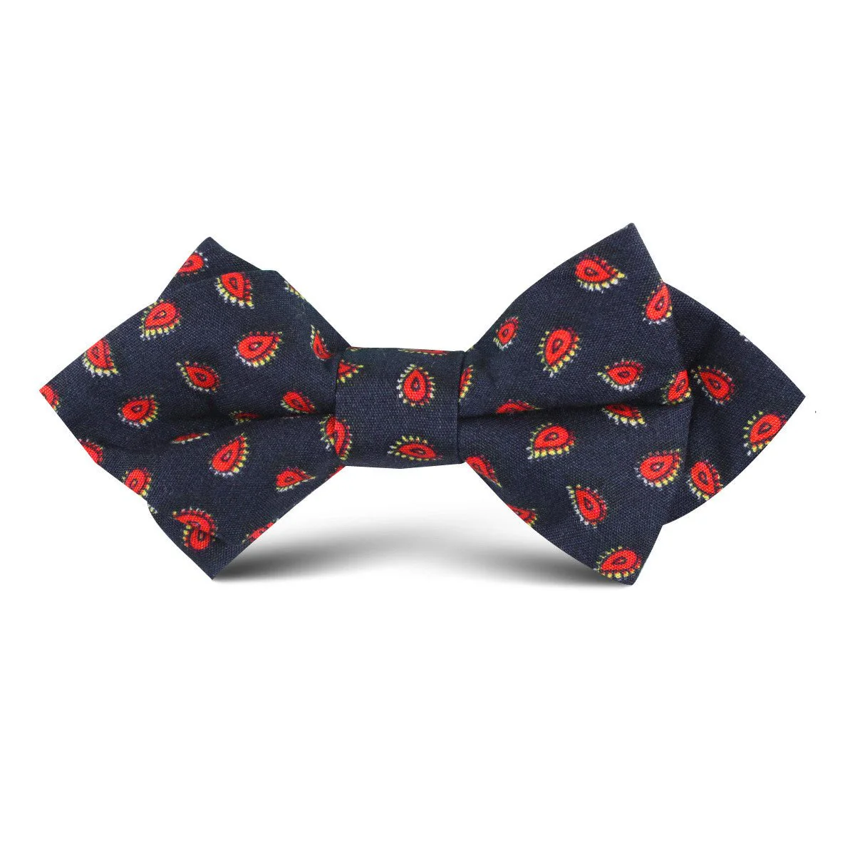 Milano Navy Blue Paisley Kids Diamond Bow Tie