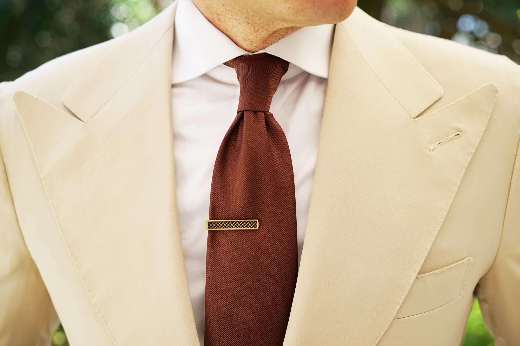 Mini Antique Brass Crocetti Mesh Tie Bar - Image 10