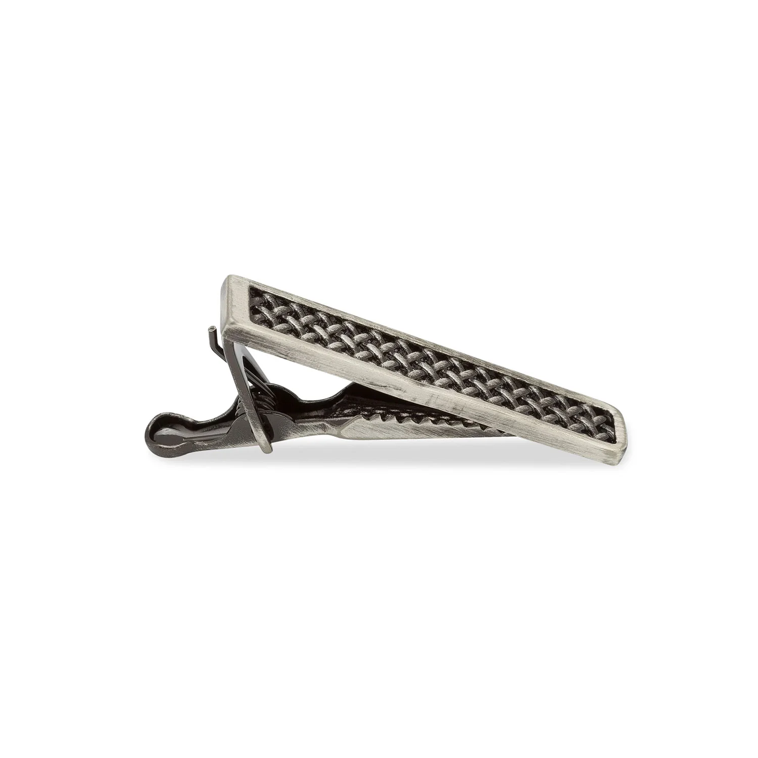 Mini Antique Silver Crocetti Mesh Tie Bar - Image 2