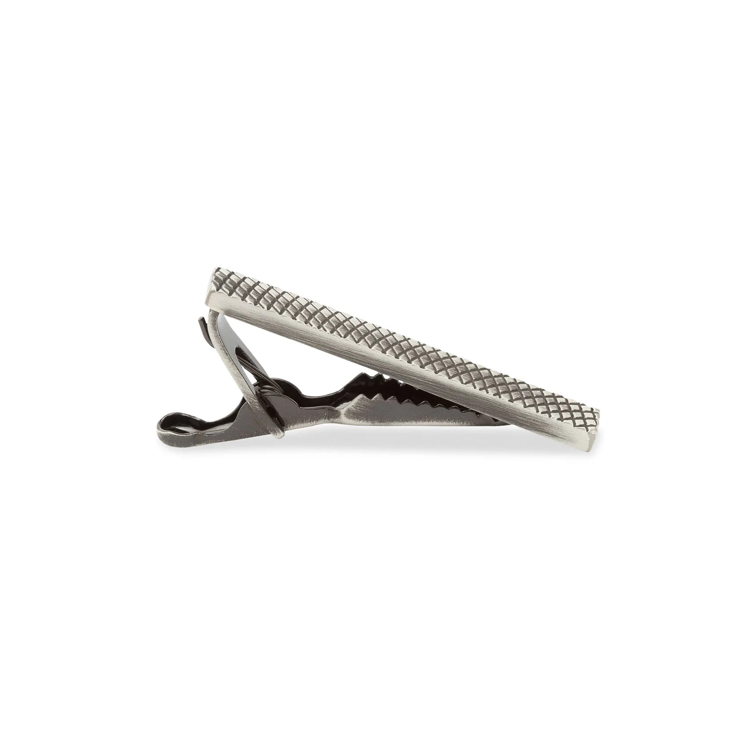 Mini Antique Silver Crosshatch Tie Bar - Image 2