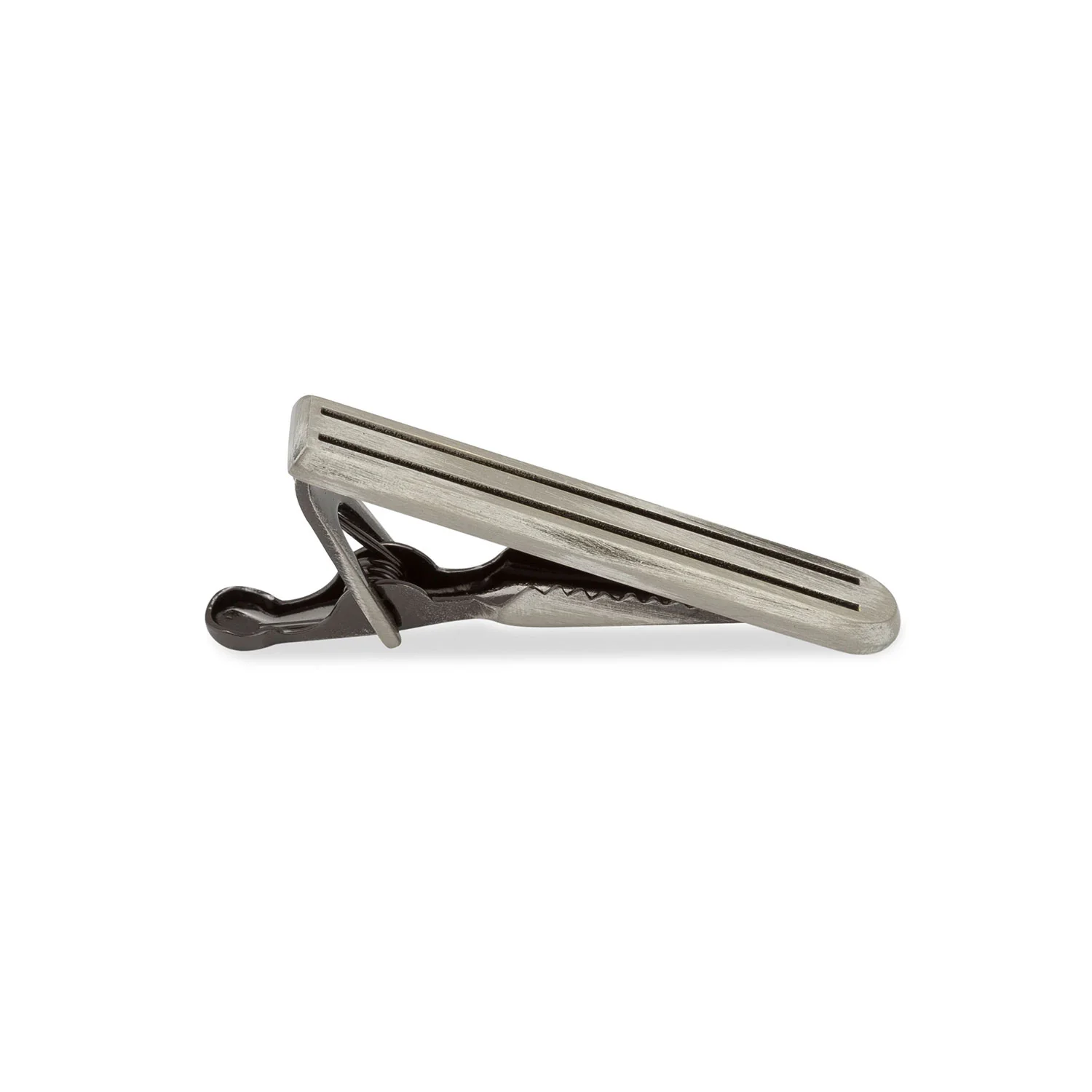 Mini Antique Silver Pinstripe Tie Bar - Image 2