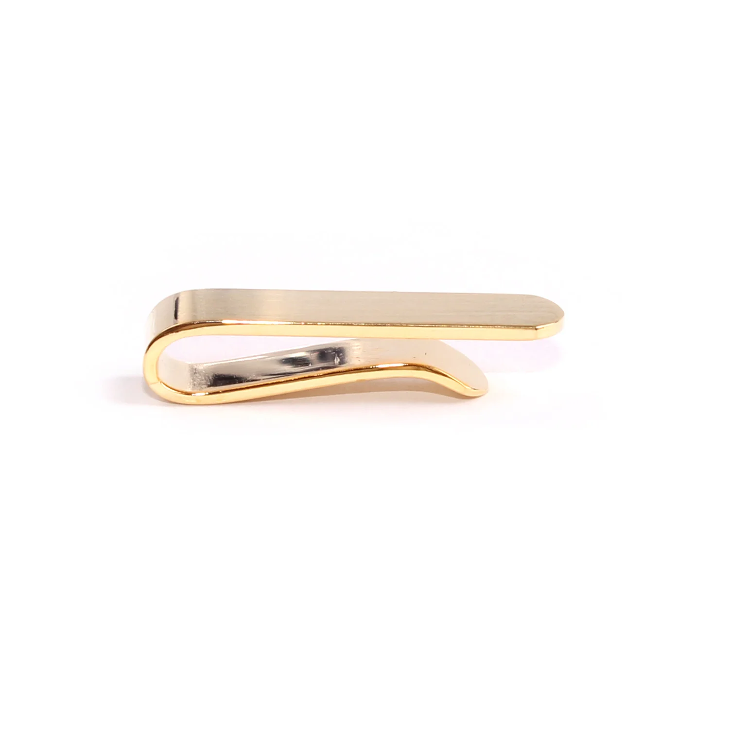 Mini Brushed Gold Round Clasp Skinny Tie Bar - Image 2