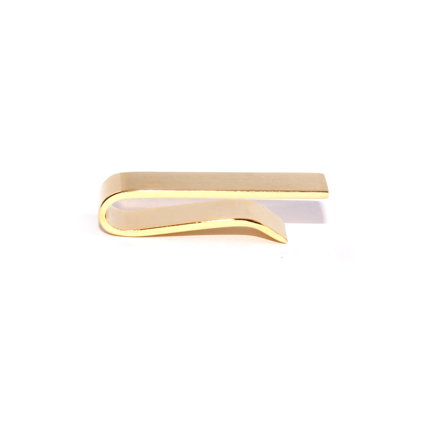Mini Brushed Gold Square Clasp Skinny Tie Bar - Image 2