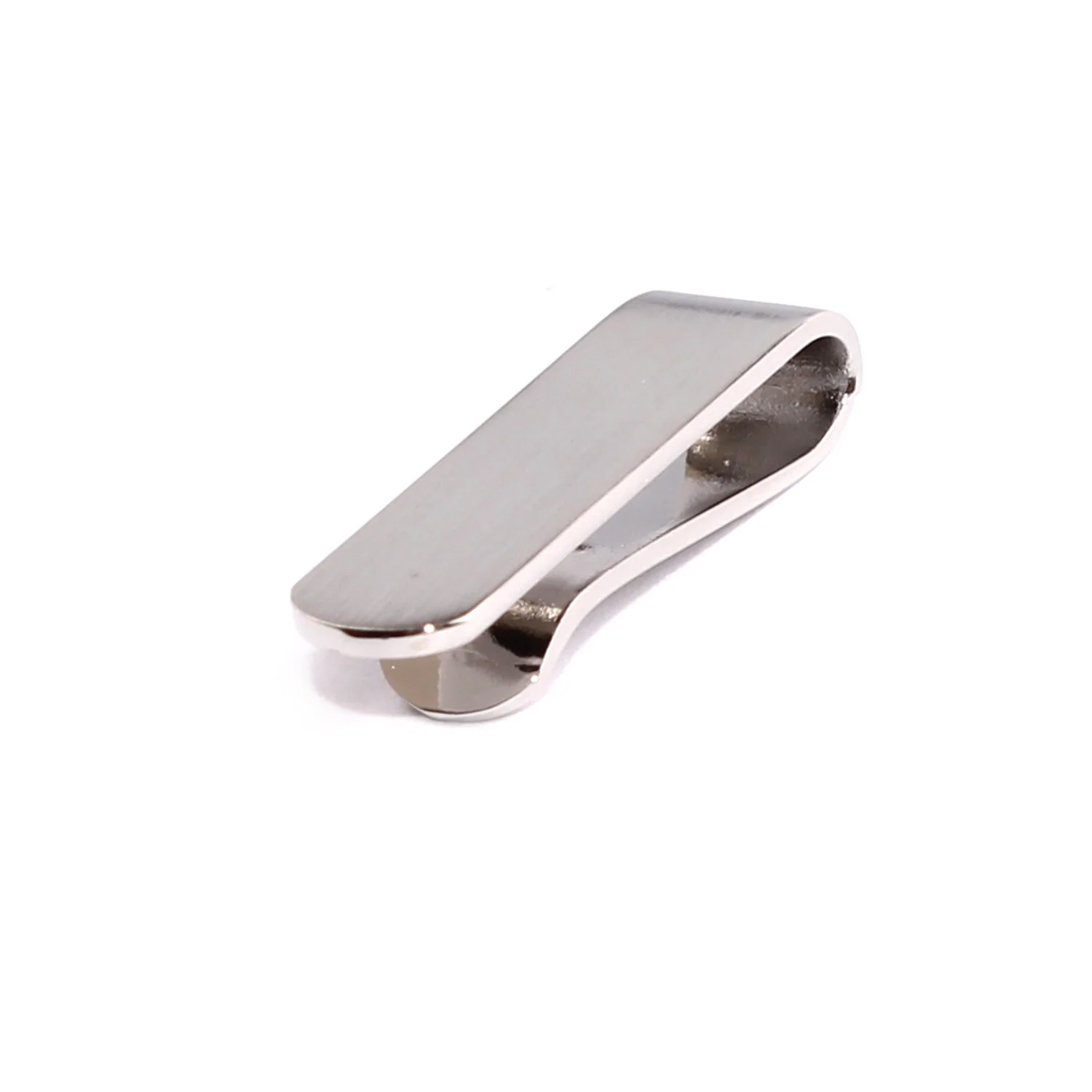 Mini Brushed Silver Round Clasp Skinny Tie Bar - Image 3