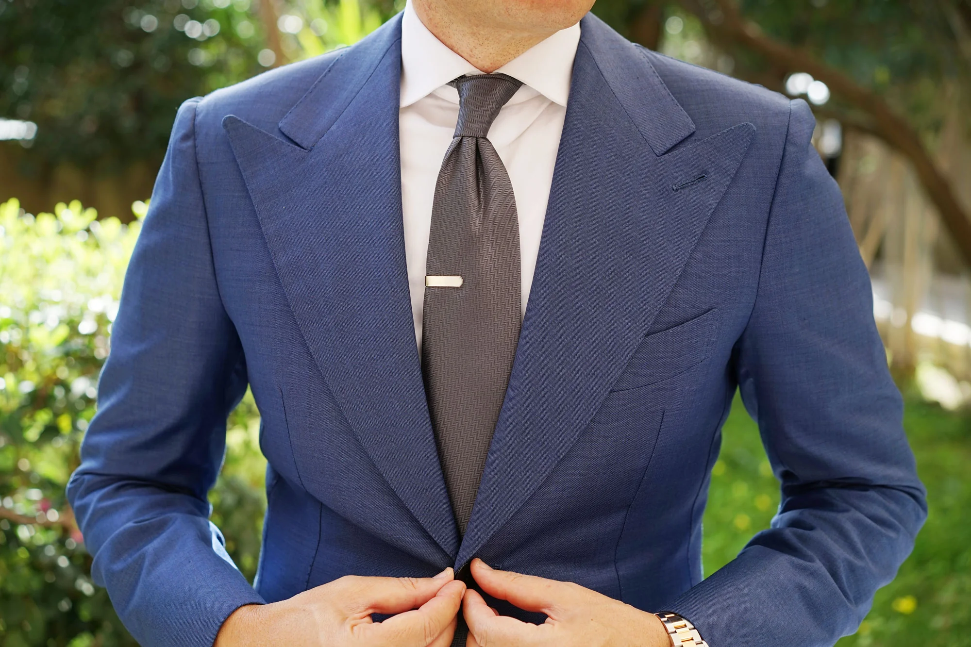 Mini Brushed Silver Round Clasp Skinny Tie Bar - Image 4