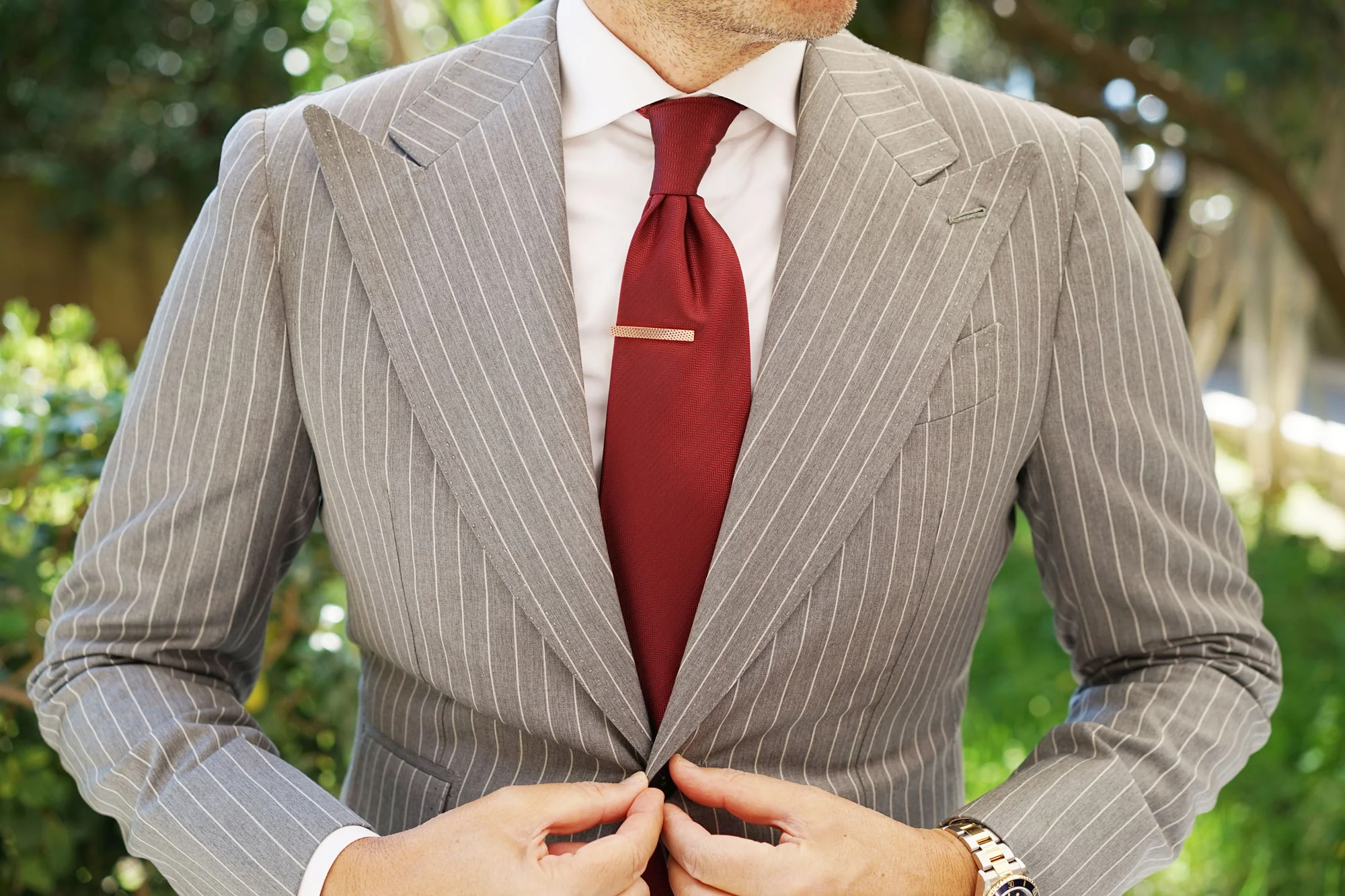 Mini Rose Gold Crosshatch Tie Bar - Image 3