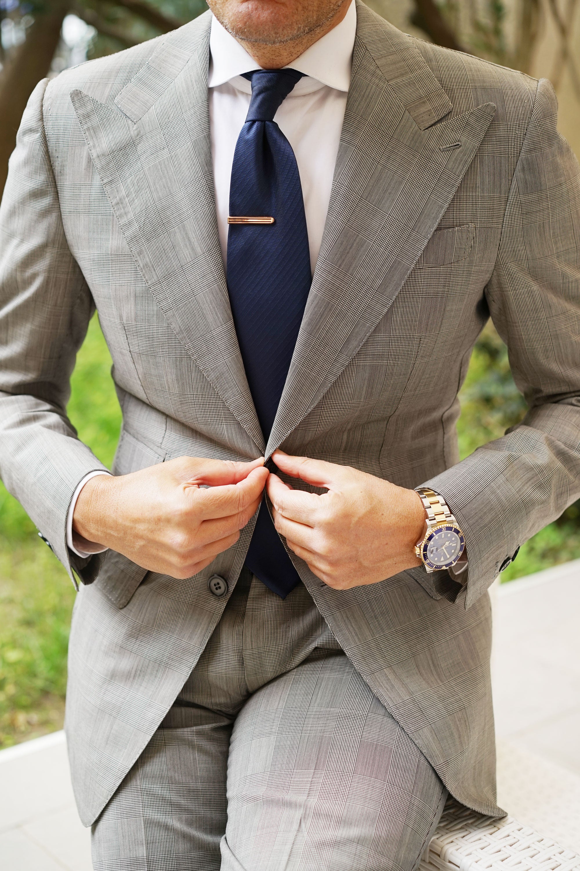 Mini Rose Gold Pinstripe Tie Bar - Image 6