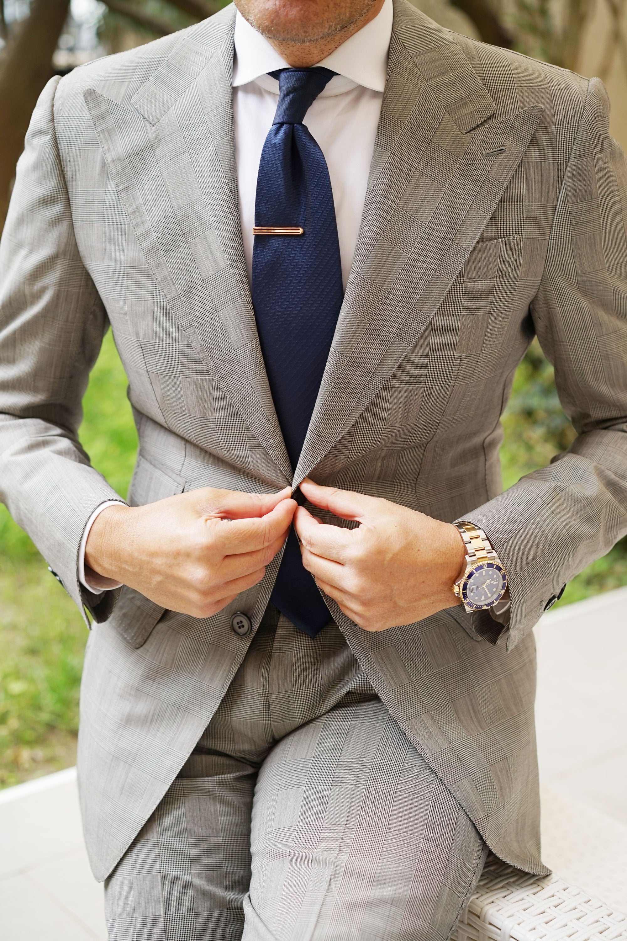 Mini Rose Gold Pinstripe Tie Bar - Image 7