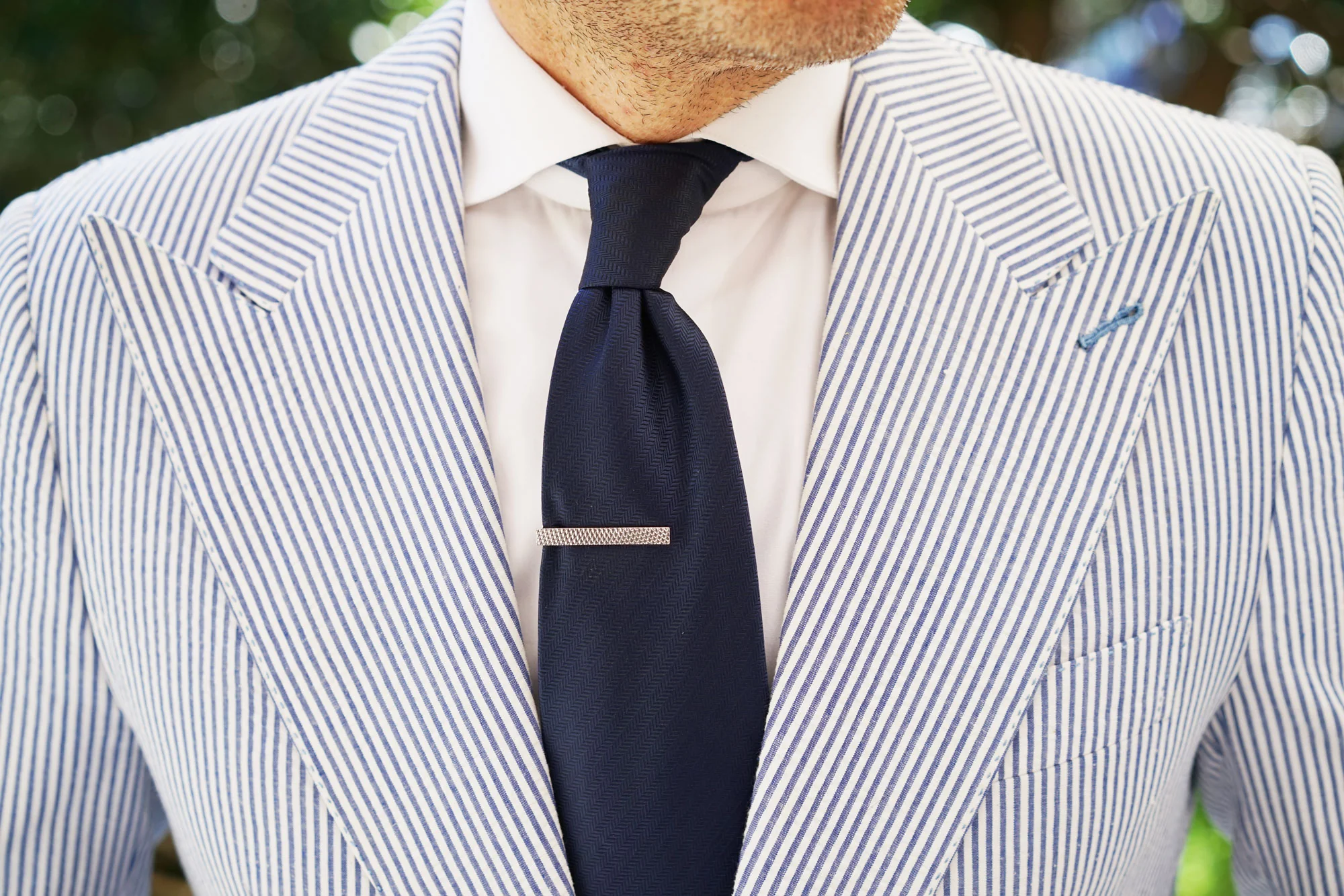 Mini Silver Shark Skin Tie Bar - Image 8