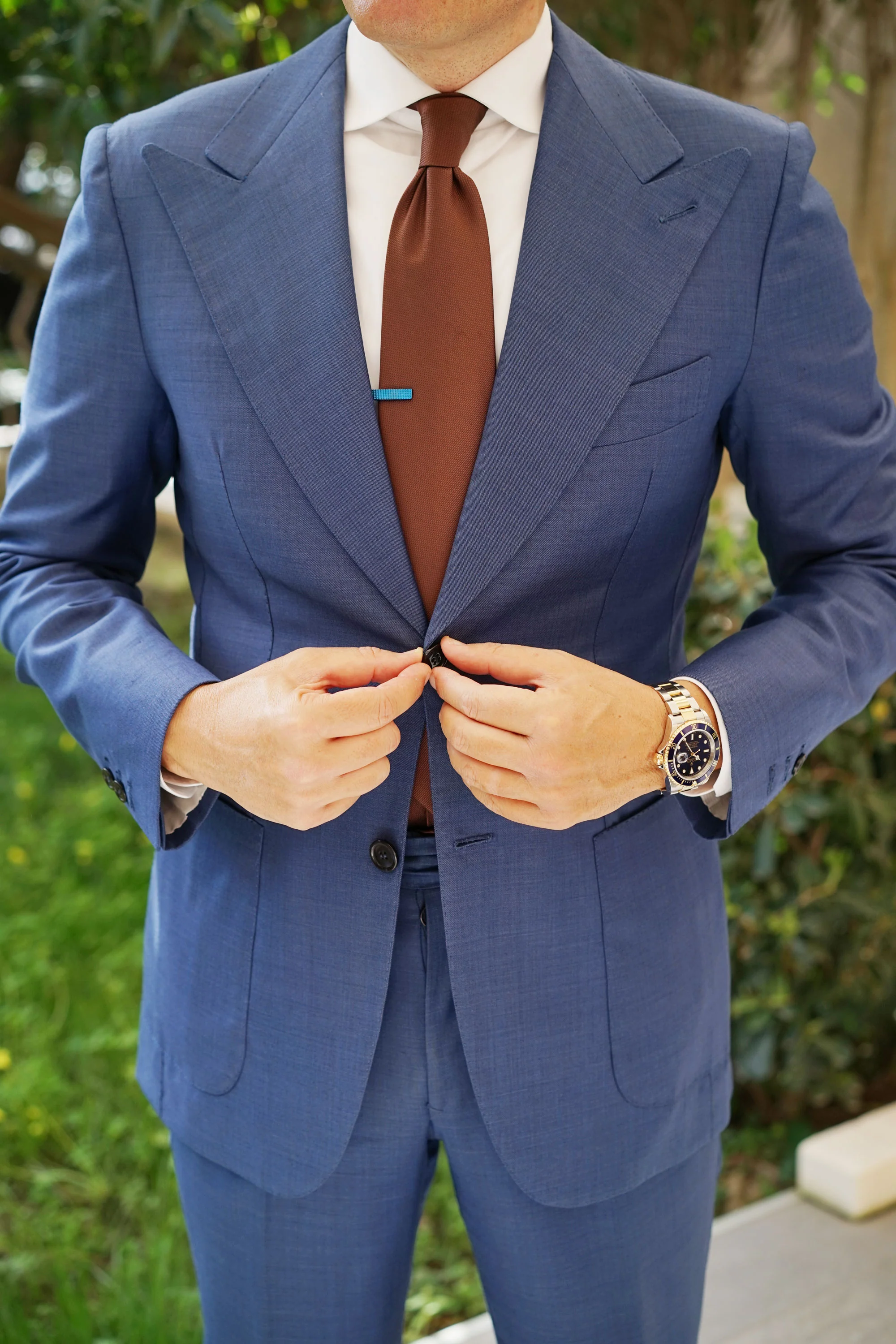 Mini Studded Blue Skinny Tie Bar - Image 5
