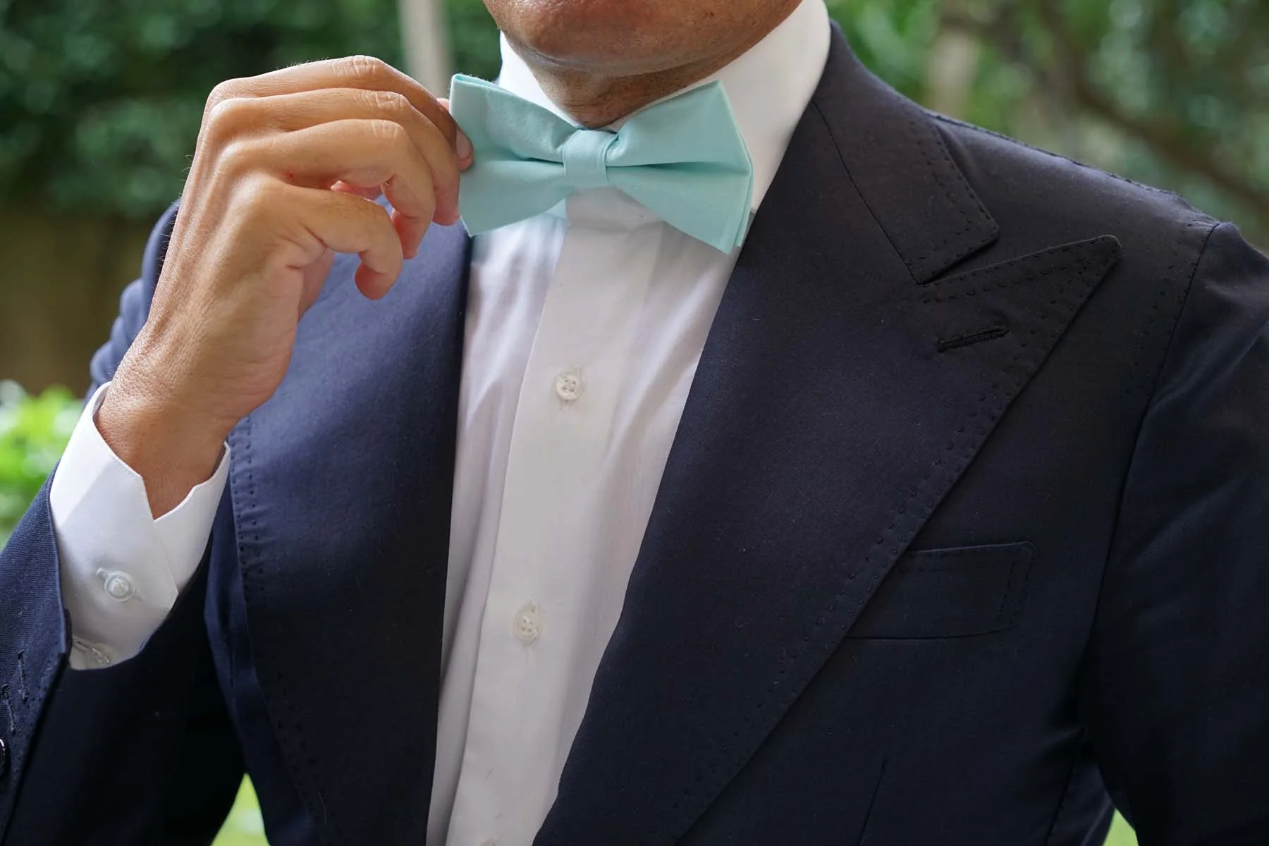 Mint Blue Cotton Bow Tie - Image 5