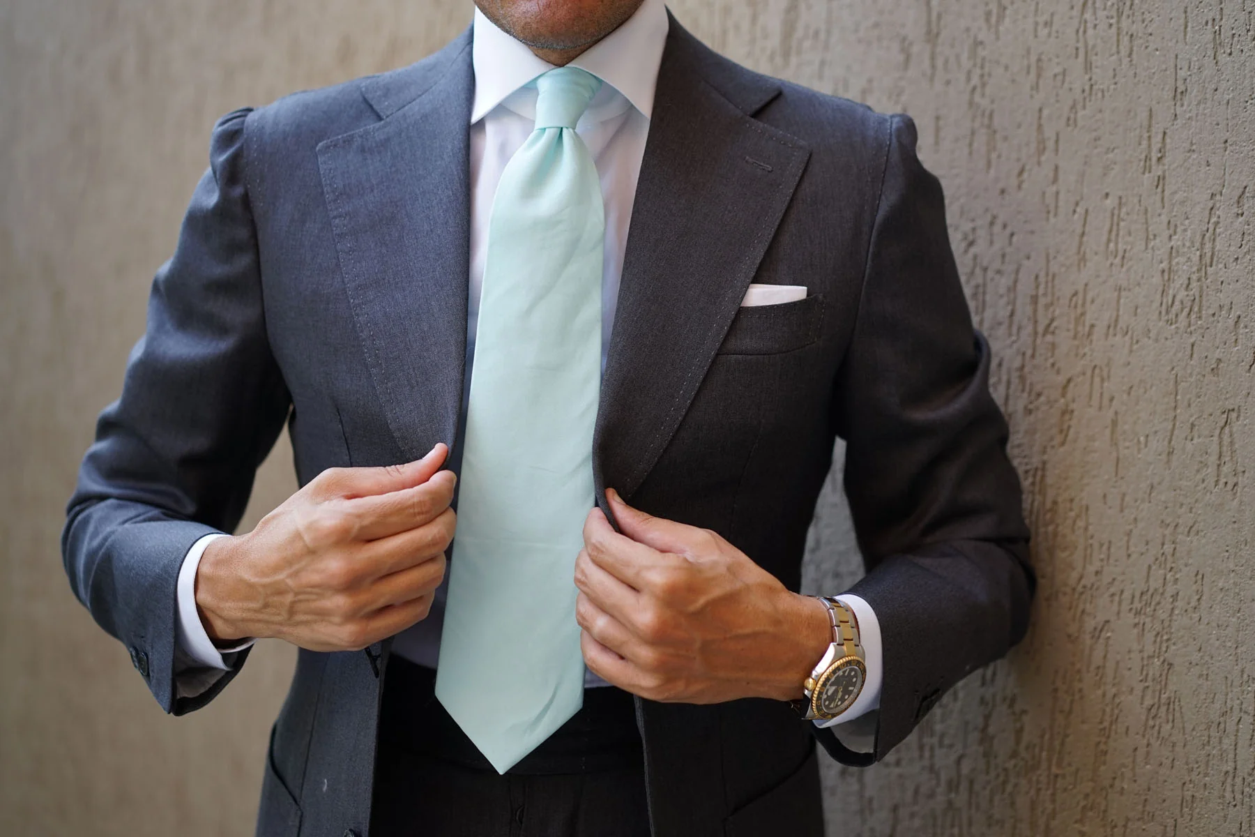 Mint Blue Cotton Necktie - Image 9