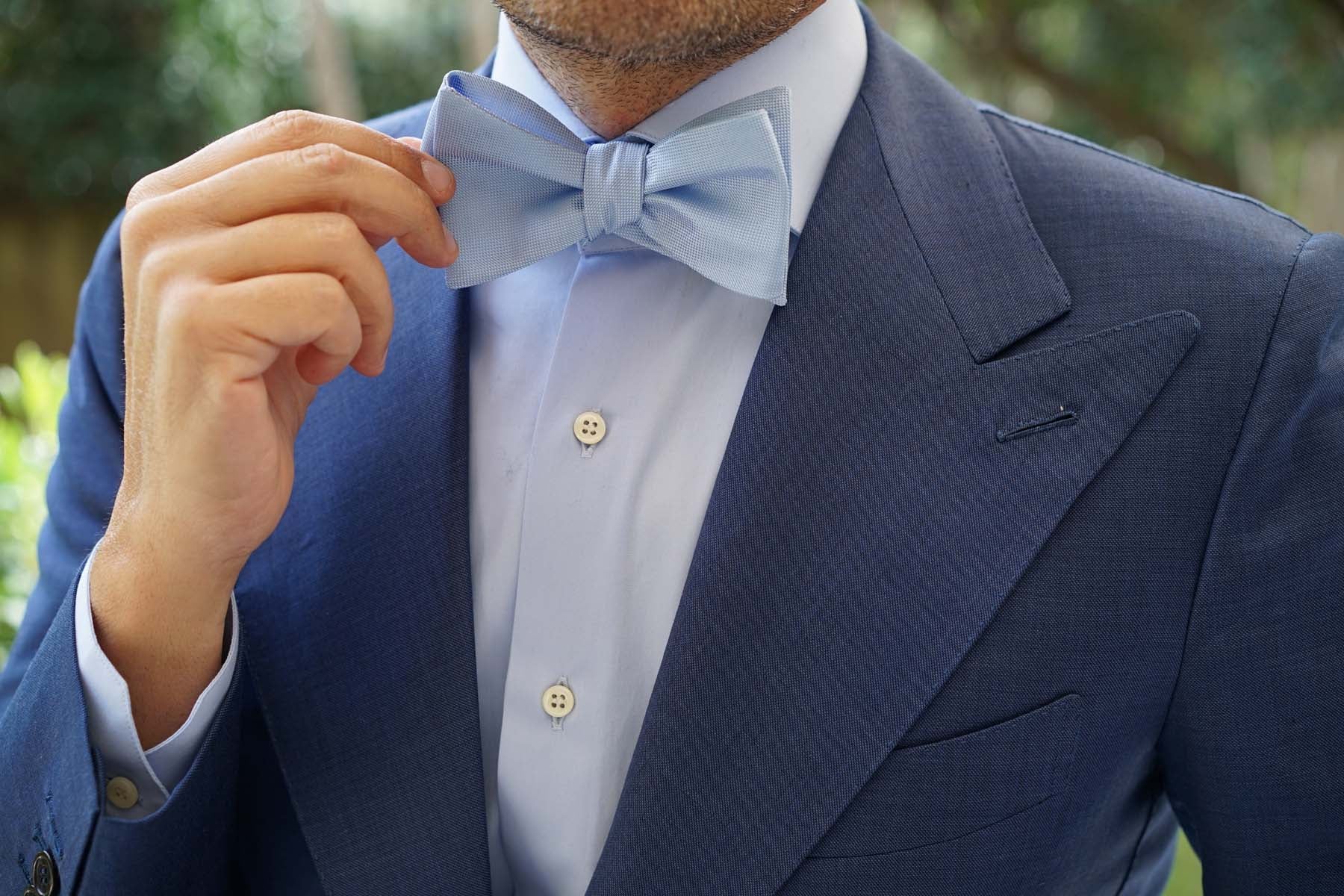 Mint Blue Self Tie Bow Tie - Image 9