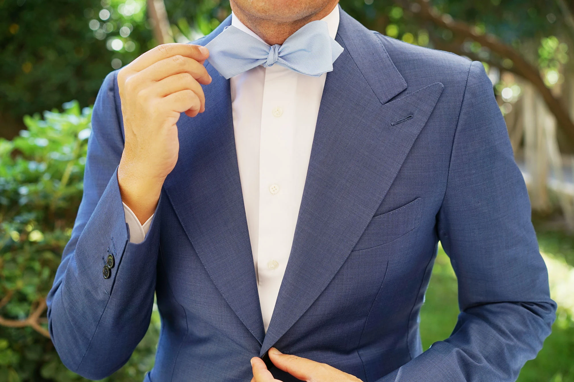 Mint Blue Self Tie Diamond Tip Bow Tie - Image 11