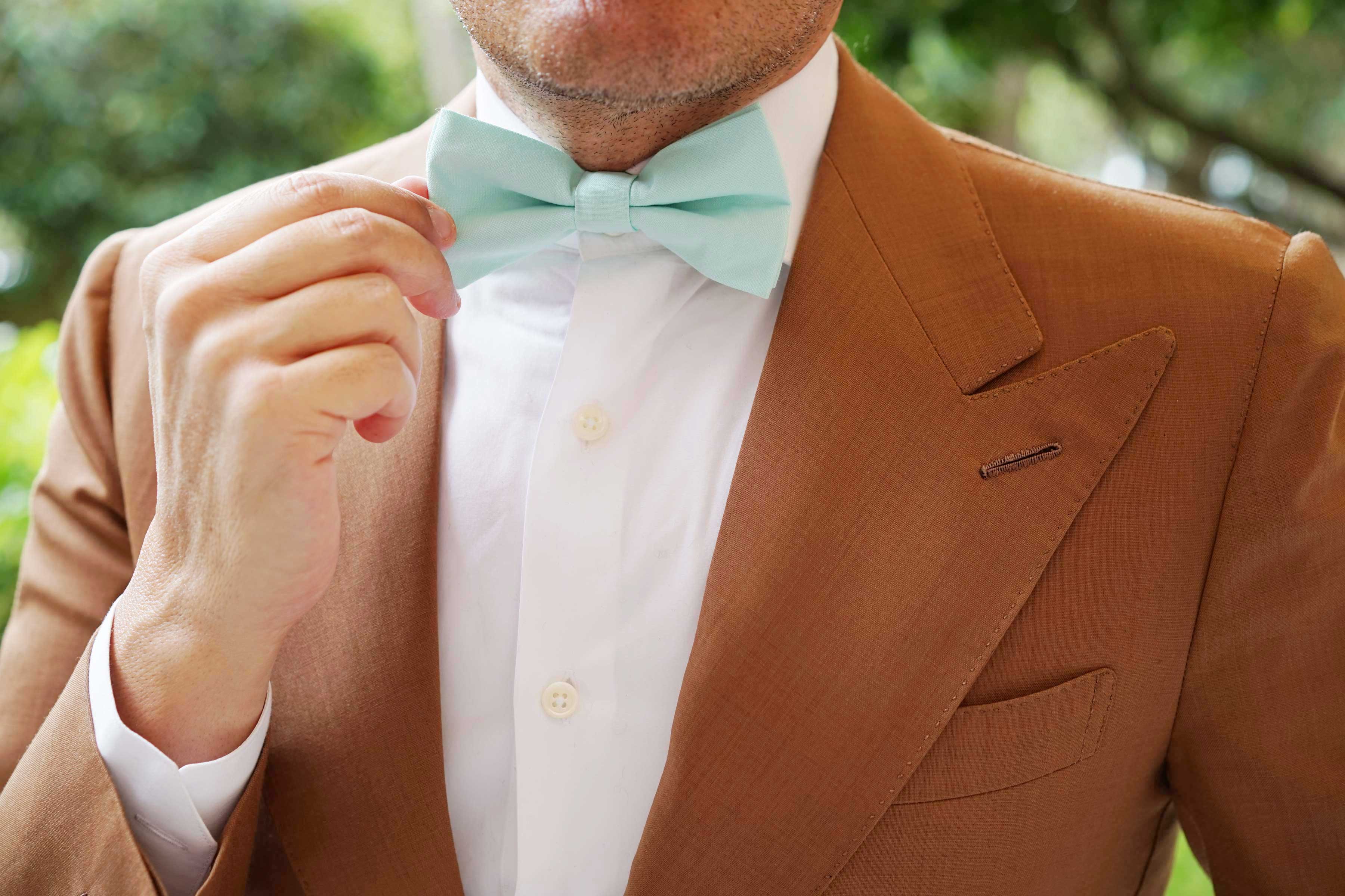 Mint Green Cotton Bow Tie - Image 5