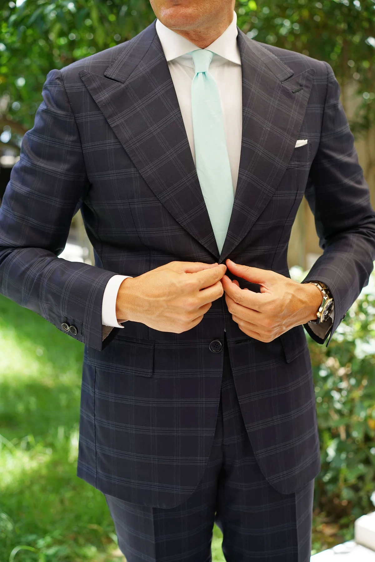 Mint Green Cotton Skinny Tie - Image 8