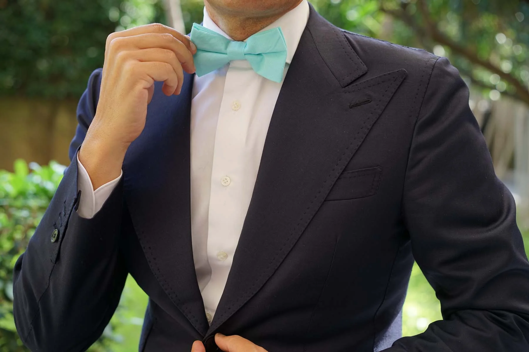 Mint Green Linen Bow Tie - Image 3