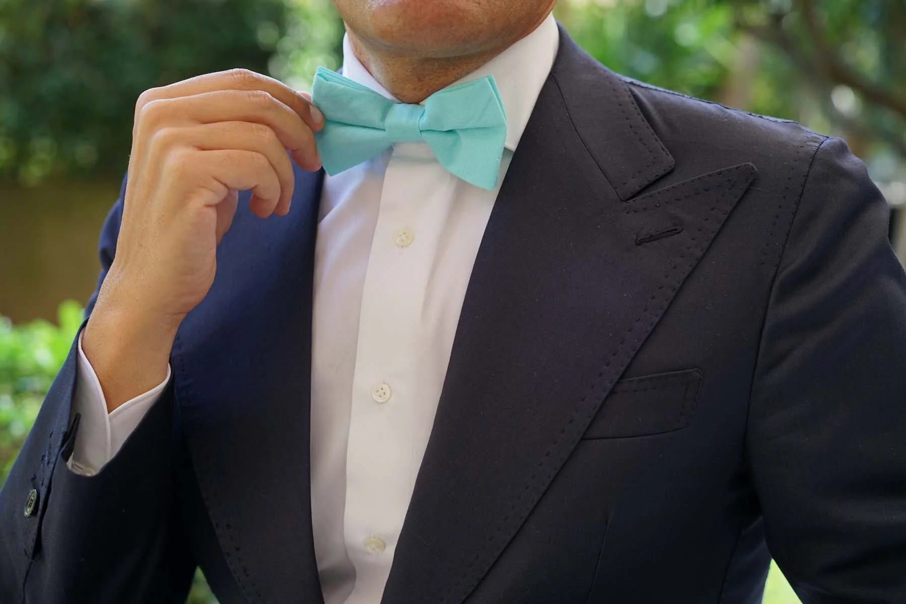 Mint Green Linen Bow Tie - Image 5