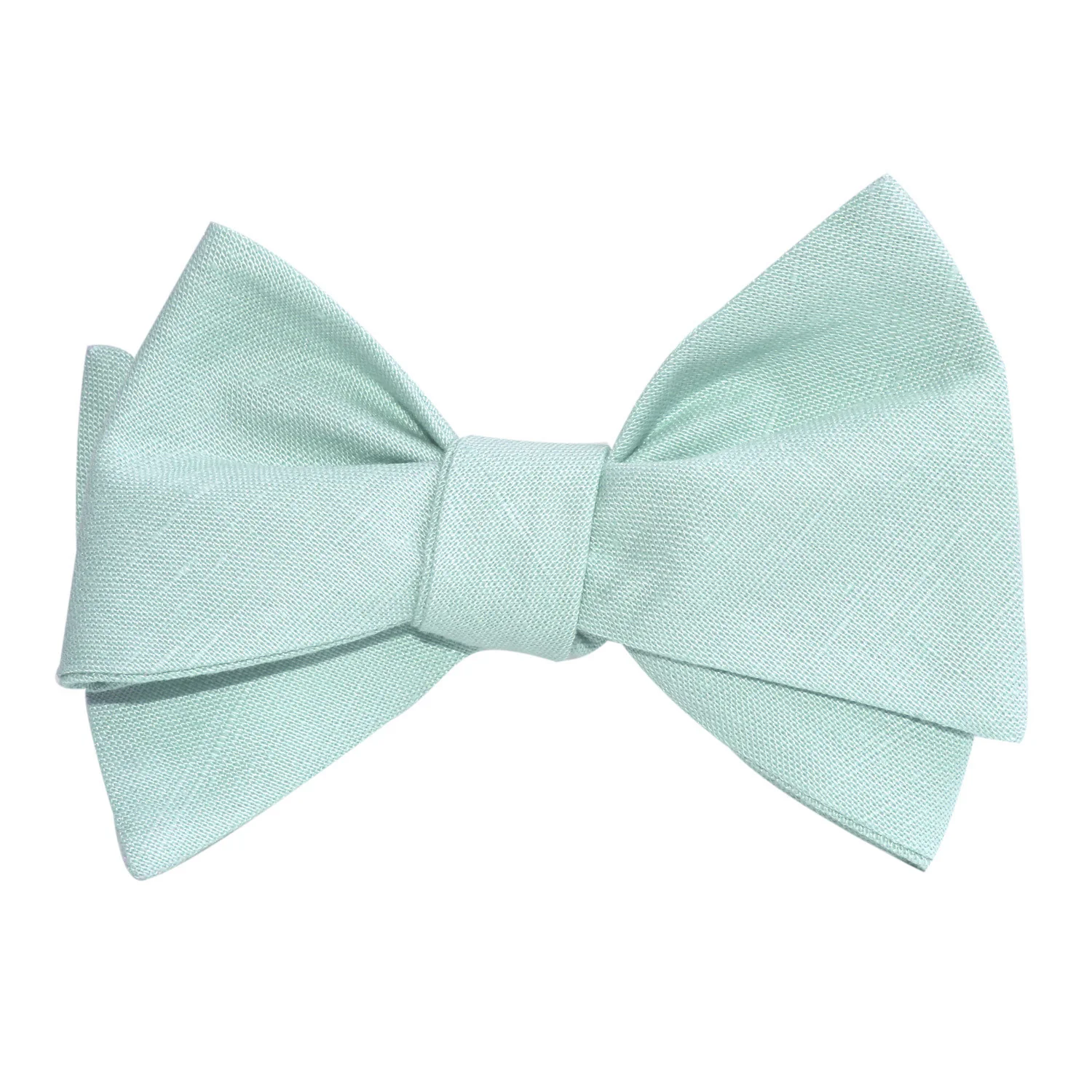 Mint Green Linen Self Tie Bow Tie - Image 4