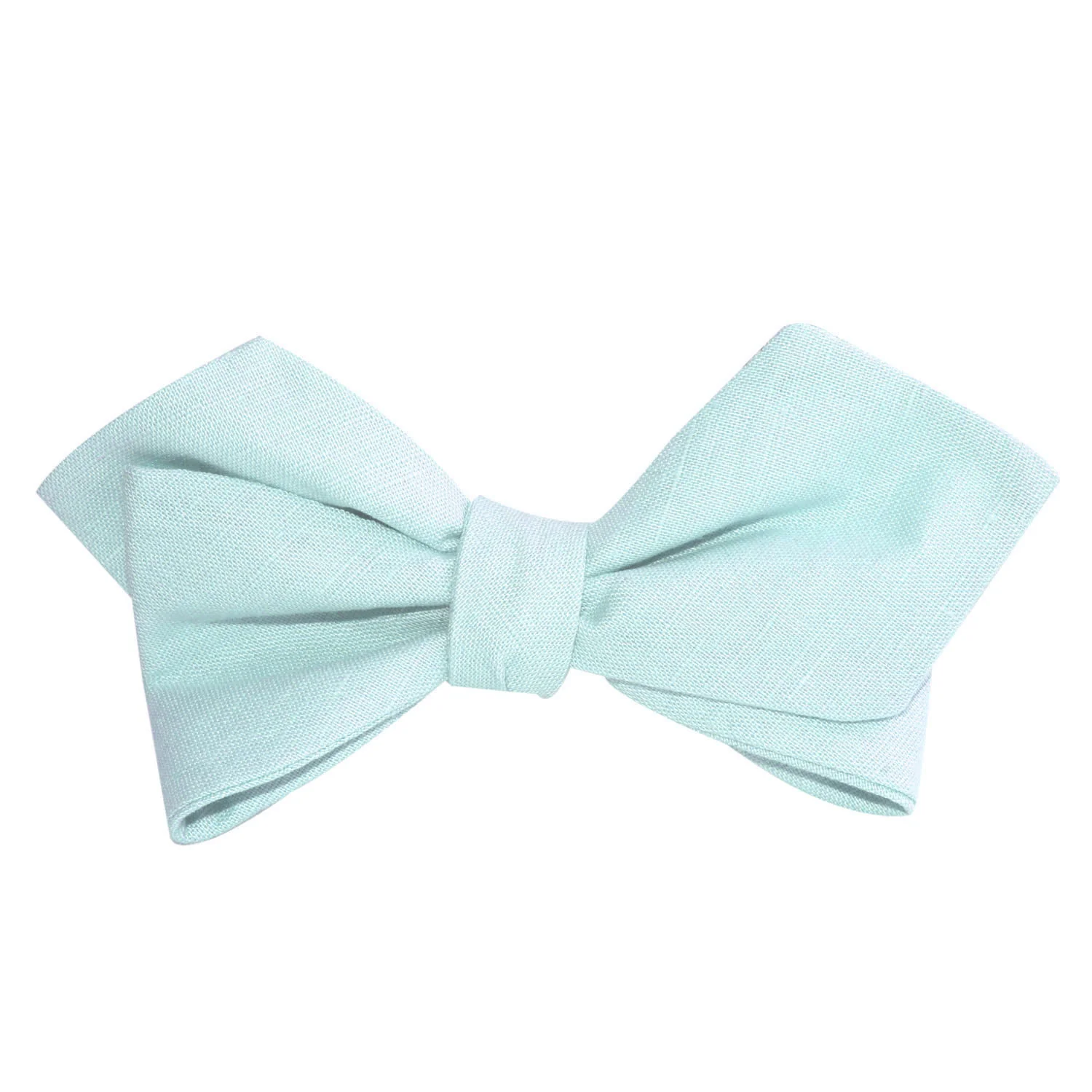 Mint Green Linen Self Tie Diamond Tip Bow Tie - Image 3