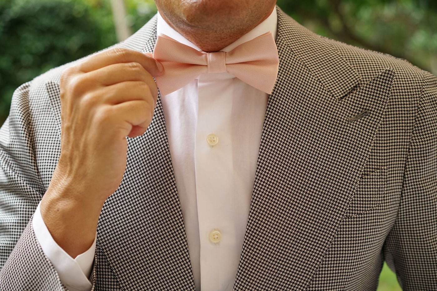 Misty Rose Pink Weave Bow Tie - Image 5
