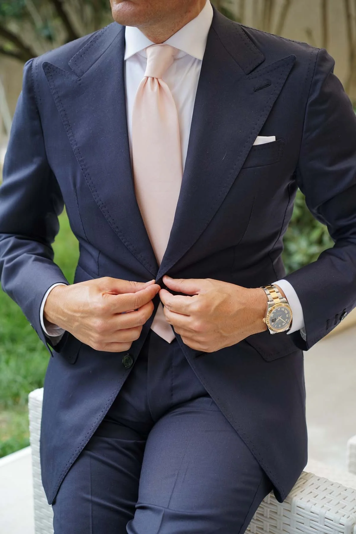 Misty Rose Pink Weave Necktie - Image 9