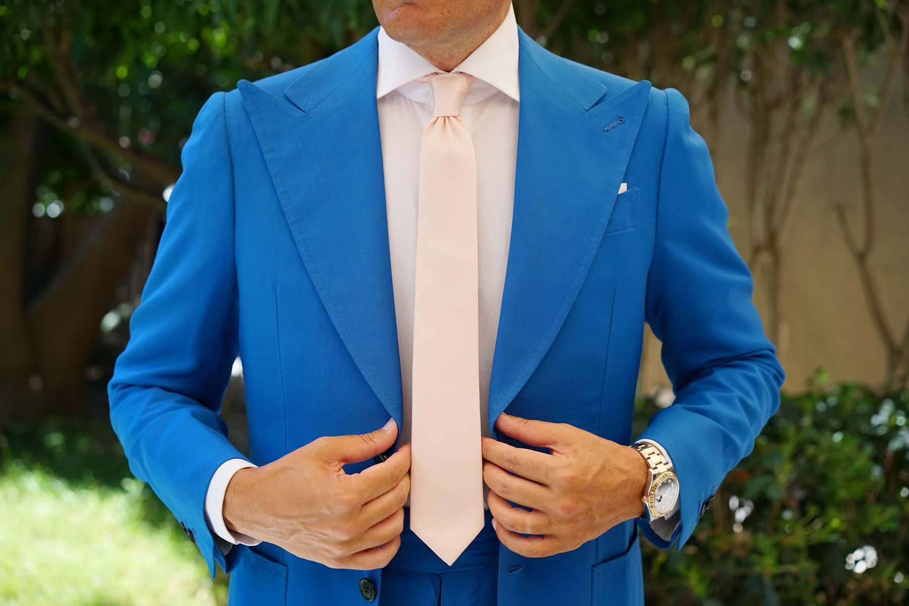Misty Rose Pink Weave Skinny Tie - Image 4