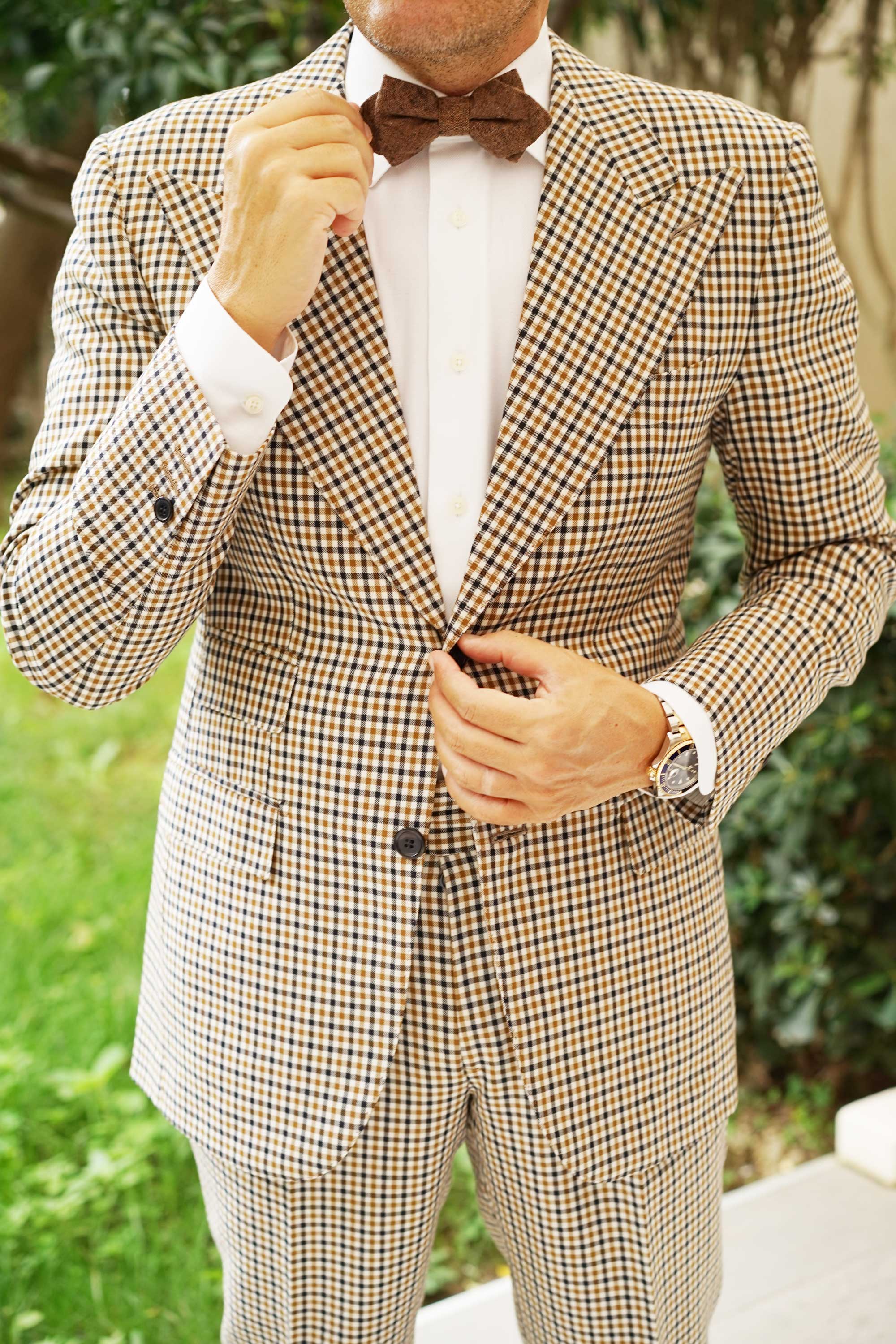 Monaco Brown Diamond Bow Tie - Image 5