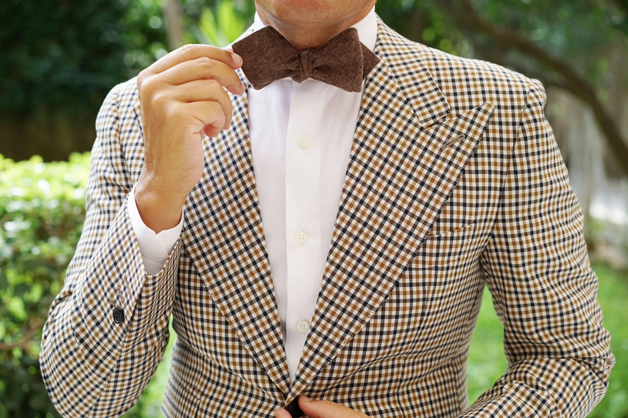 Monaco Brown Diamond Self Bow Tie - Image 7