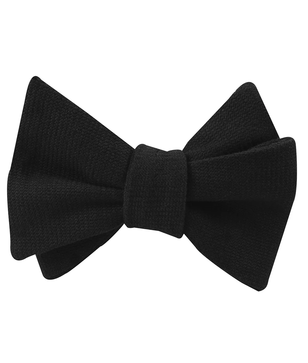 Montego Black Linen Self Bow Tie - Image 2