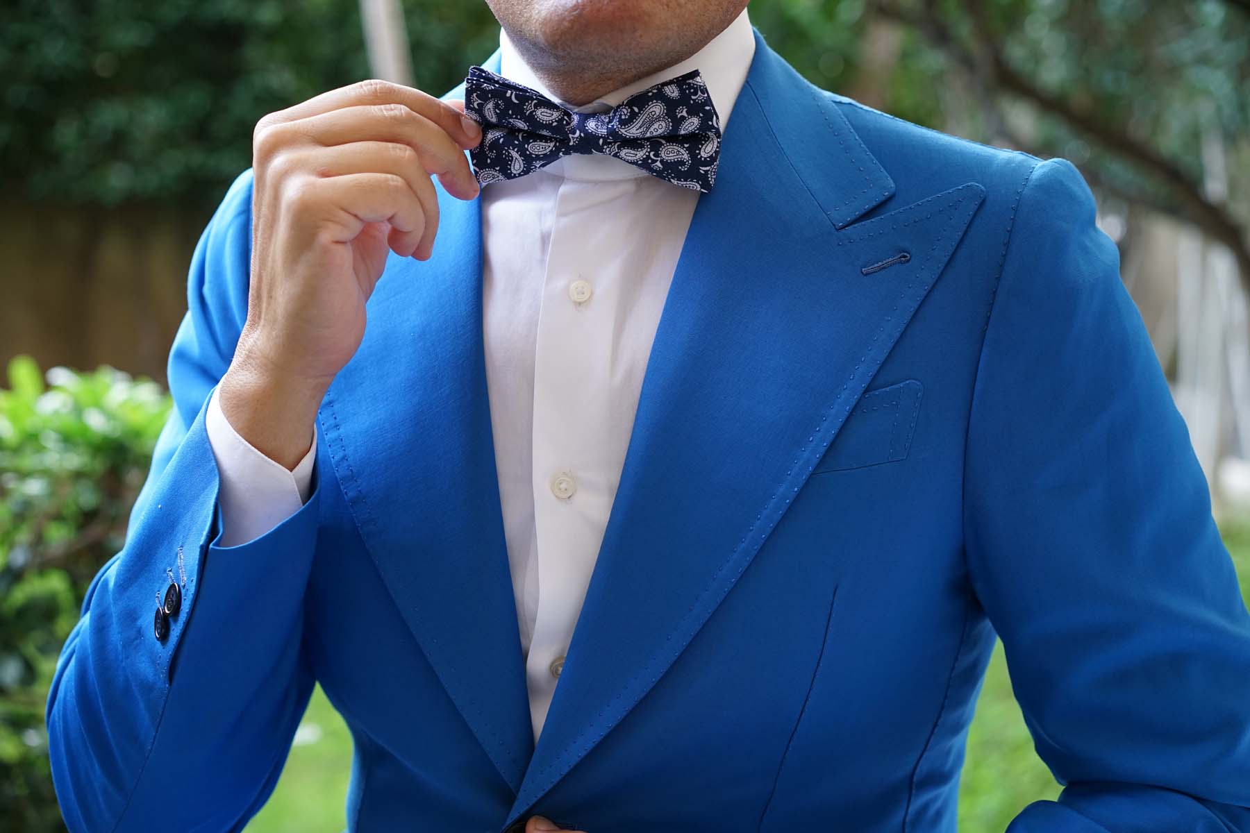 Moroccan Blue Paisley Bow Tie - Image 3