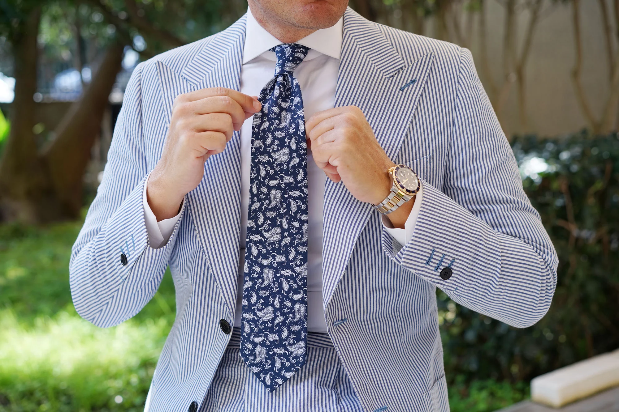 Moroccan Blue Paisley Necktie - Image 4