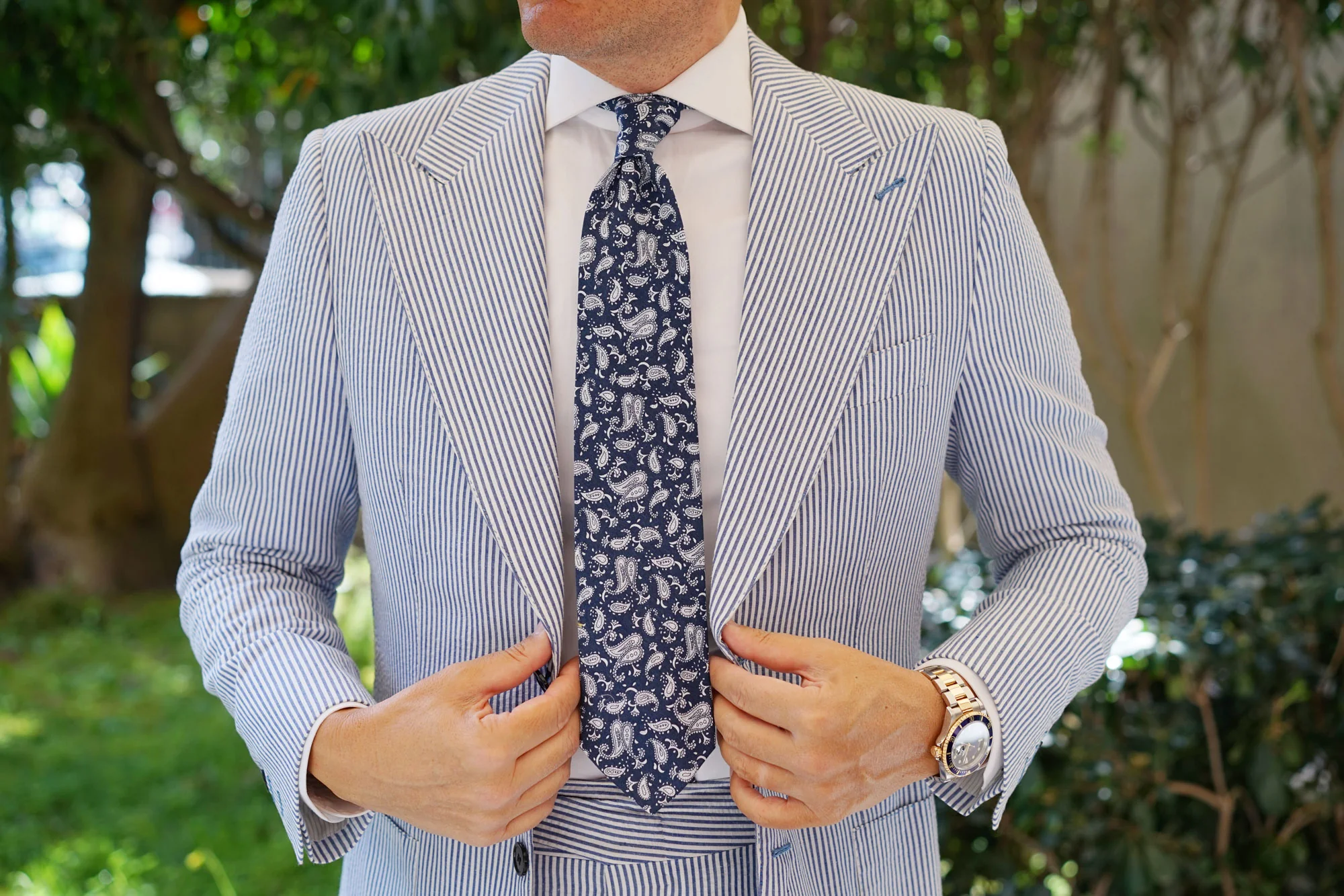 Moroccan Blue Paisley Necktie - Image 6