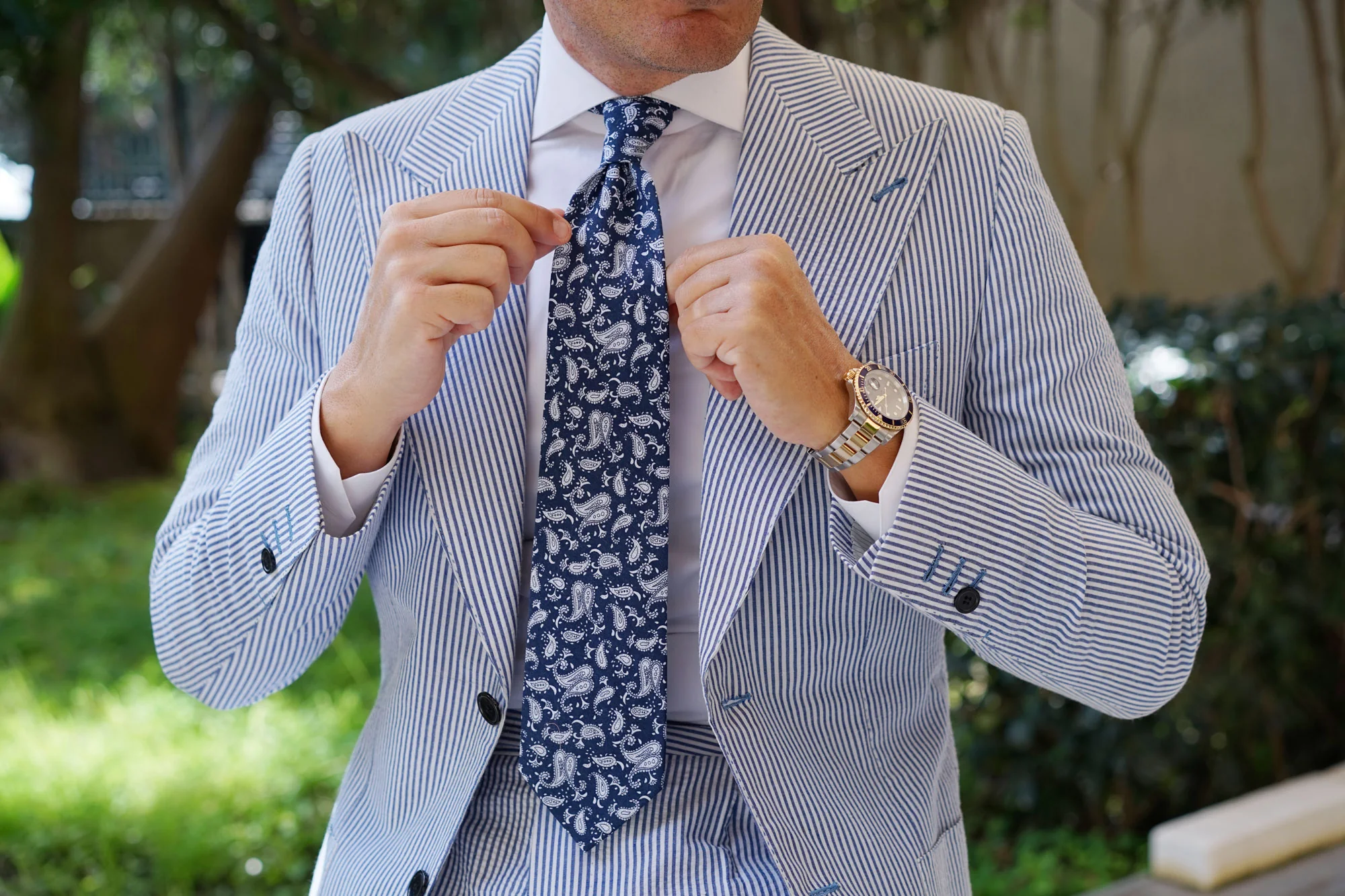 Moroccan Blue Paisley Necktie - Image 8