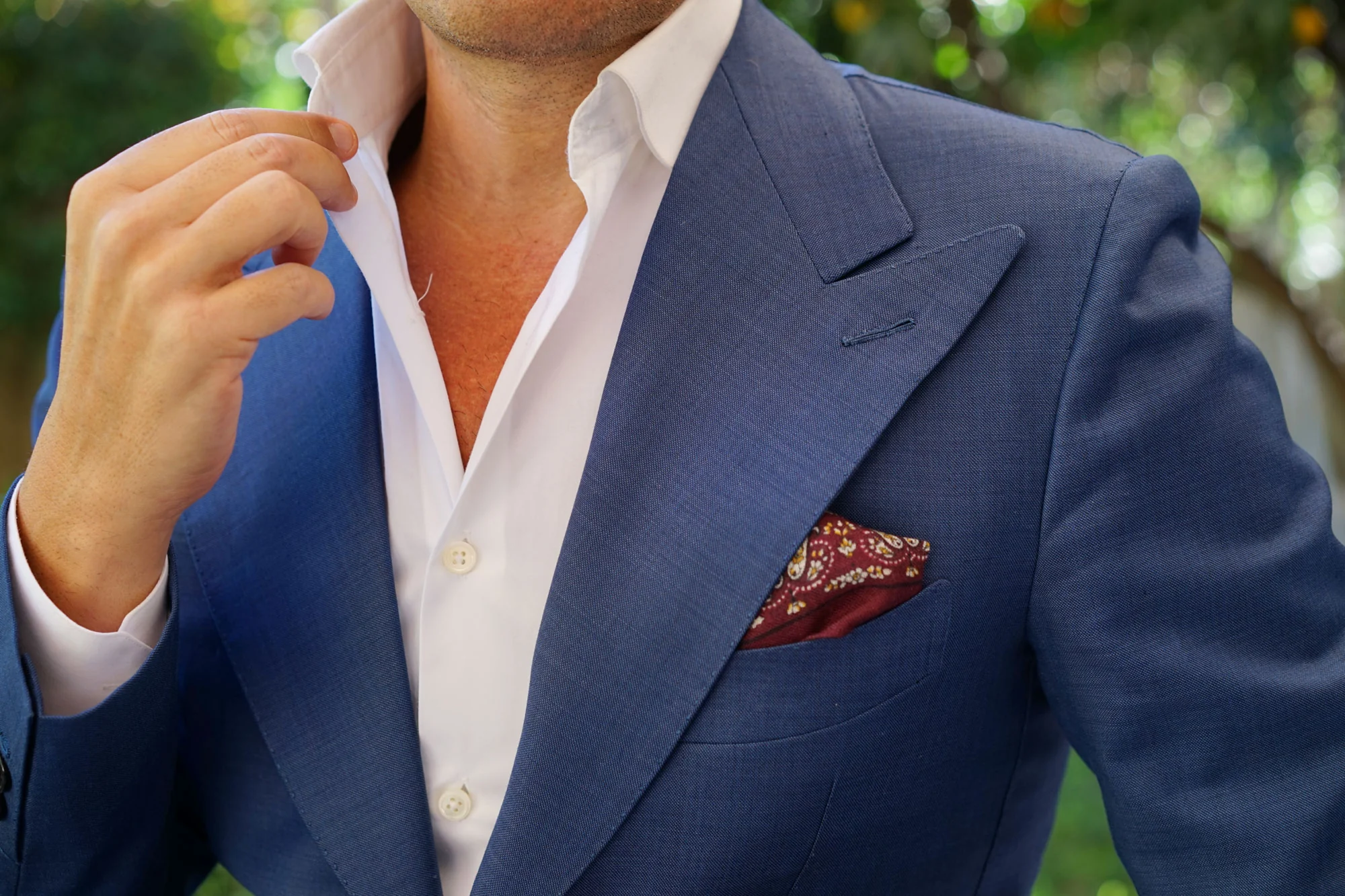 Mountbatten Burgundy Wool Pocket Square - Image 10