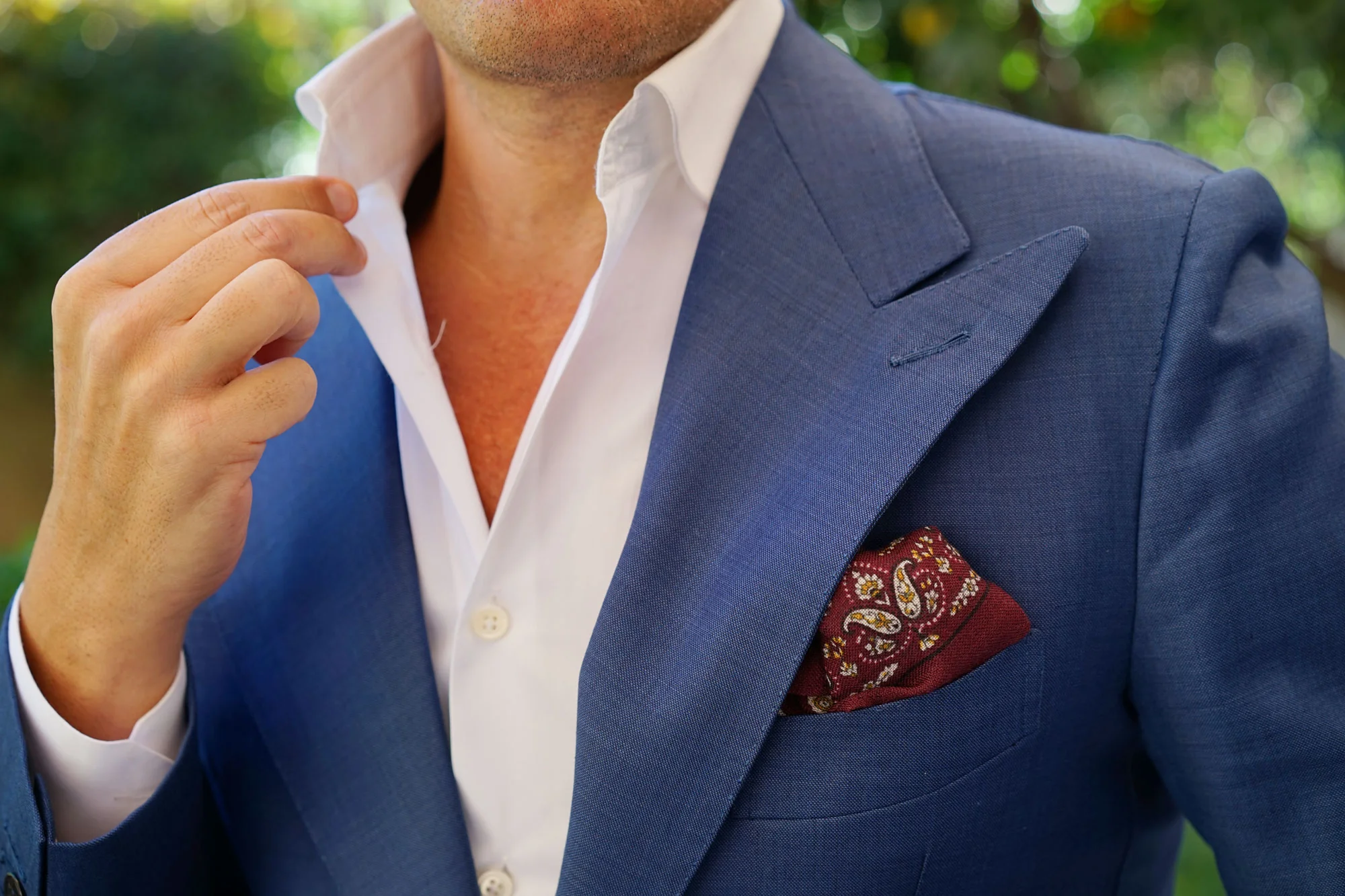 Mountbatten Burgundy Wool Pocket Square - Image 12
