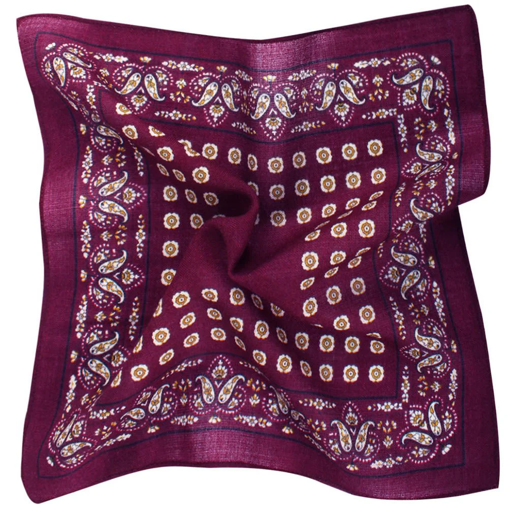 Mountbatten Burgundy Wool Pocket Square - Image 2