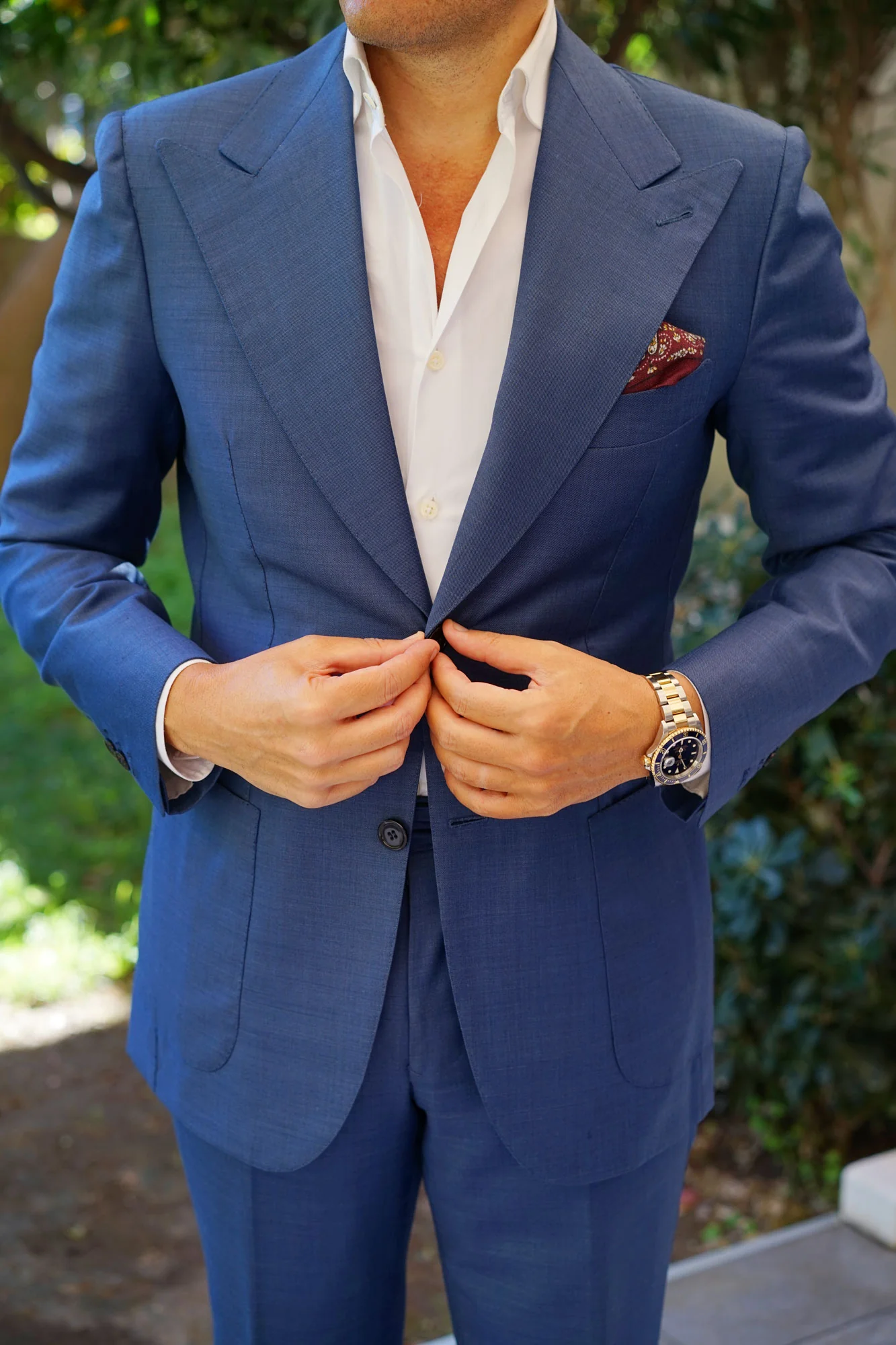 Mountbatten Burgundy Wool Pocket Square - Image 5