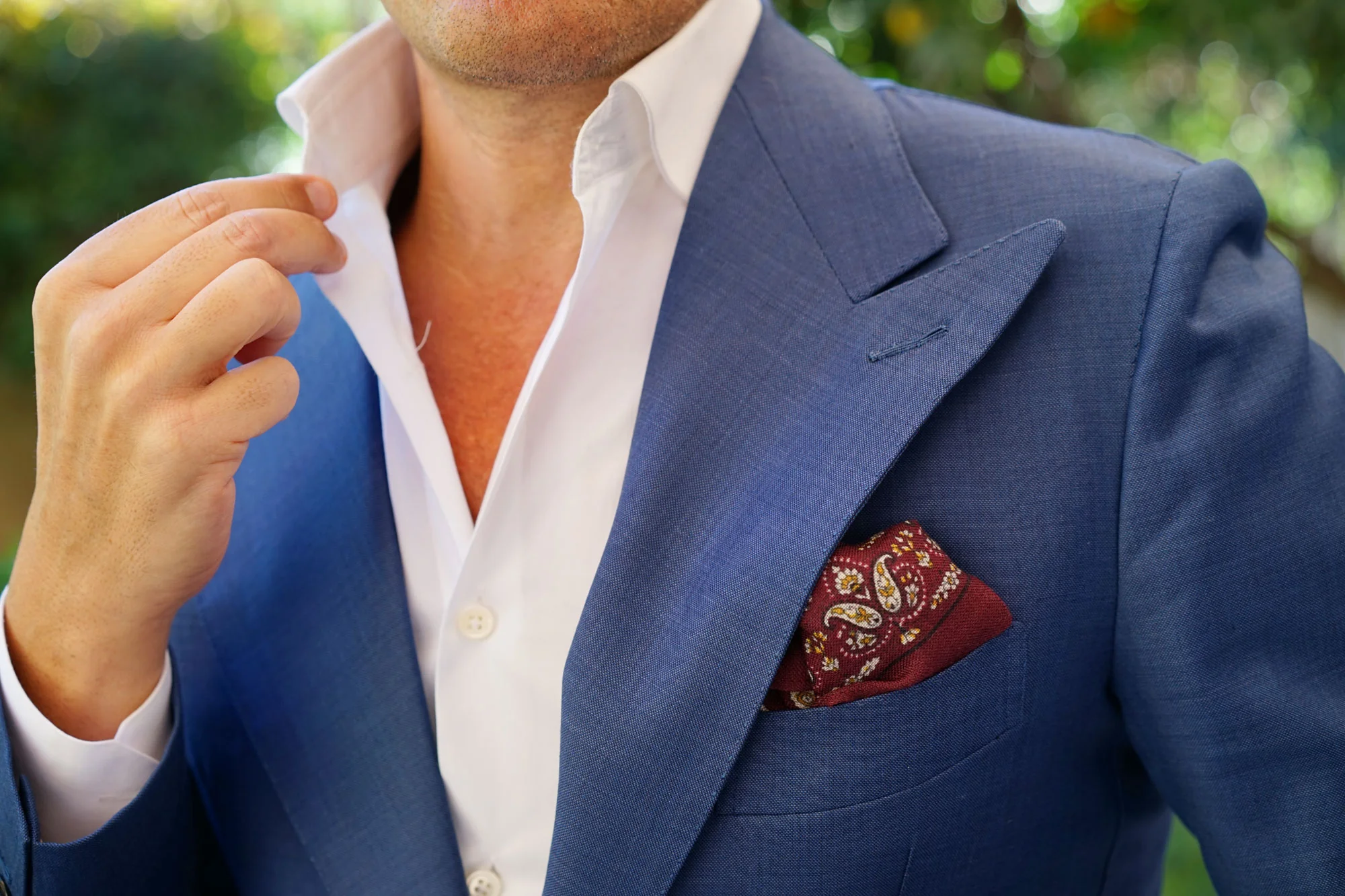 Mountbatten Burgundy Wool Pocket Square - Image 7