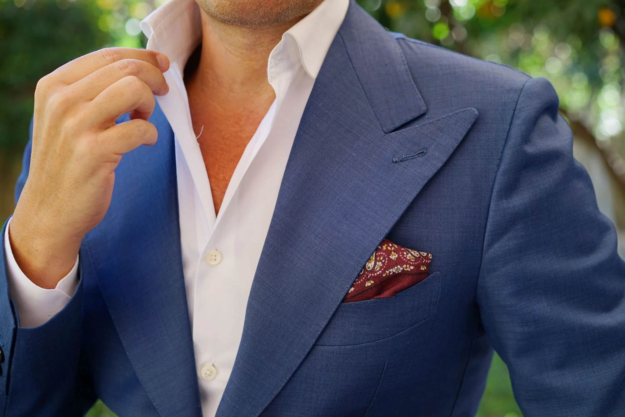 Mountbatten Burgundy Wool Pocket Square - Image 9