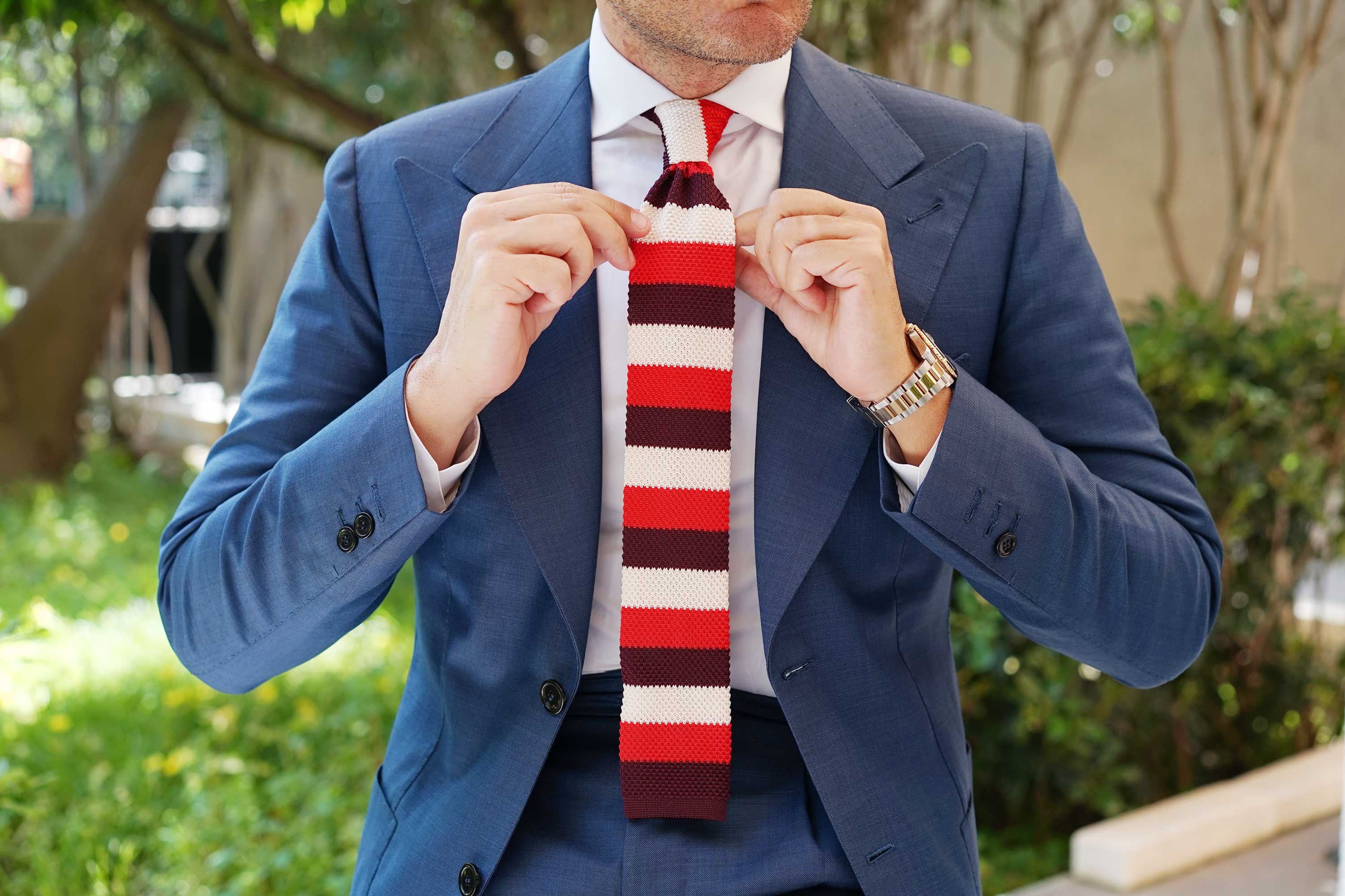 Mr Bowie Maroon Knitted Tie - Image 7