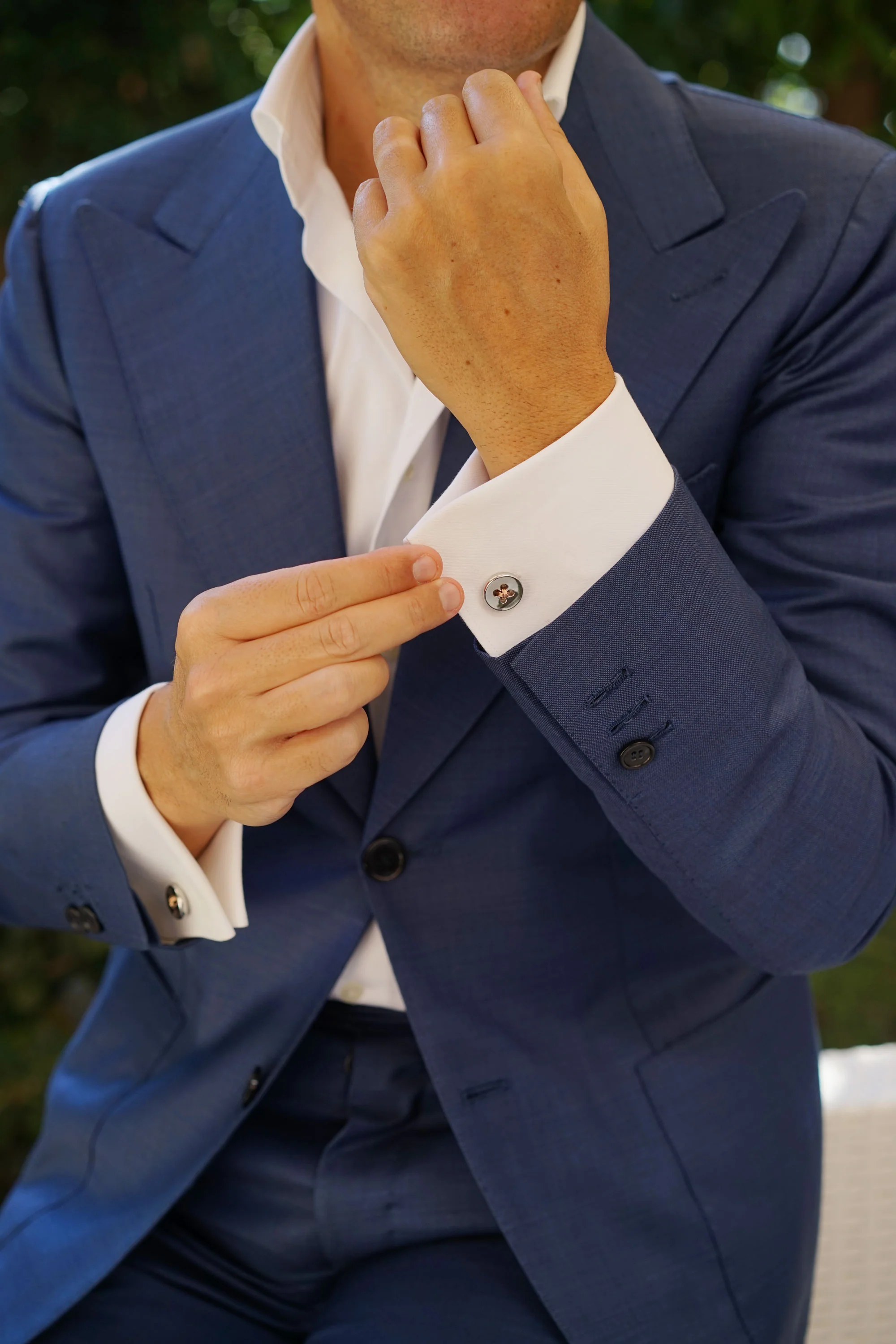 Mr Caine Button with Rose Gold Cufflinks - Image 5