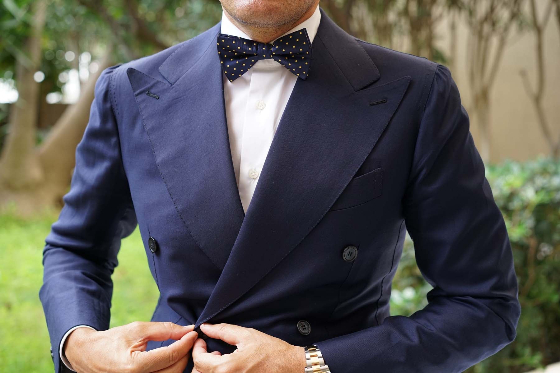 Mr Churchill Yellow Dots Bow Tie - Image 8