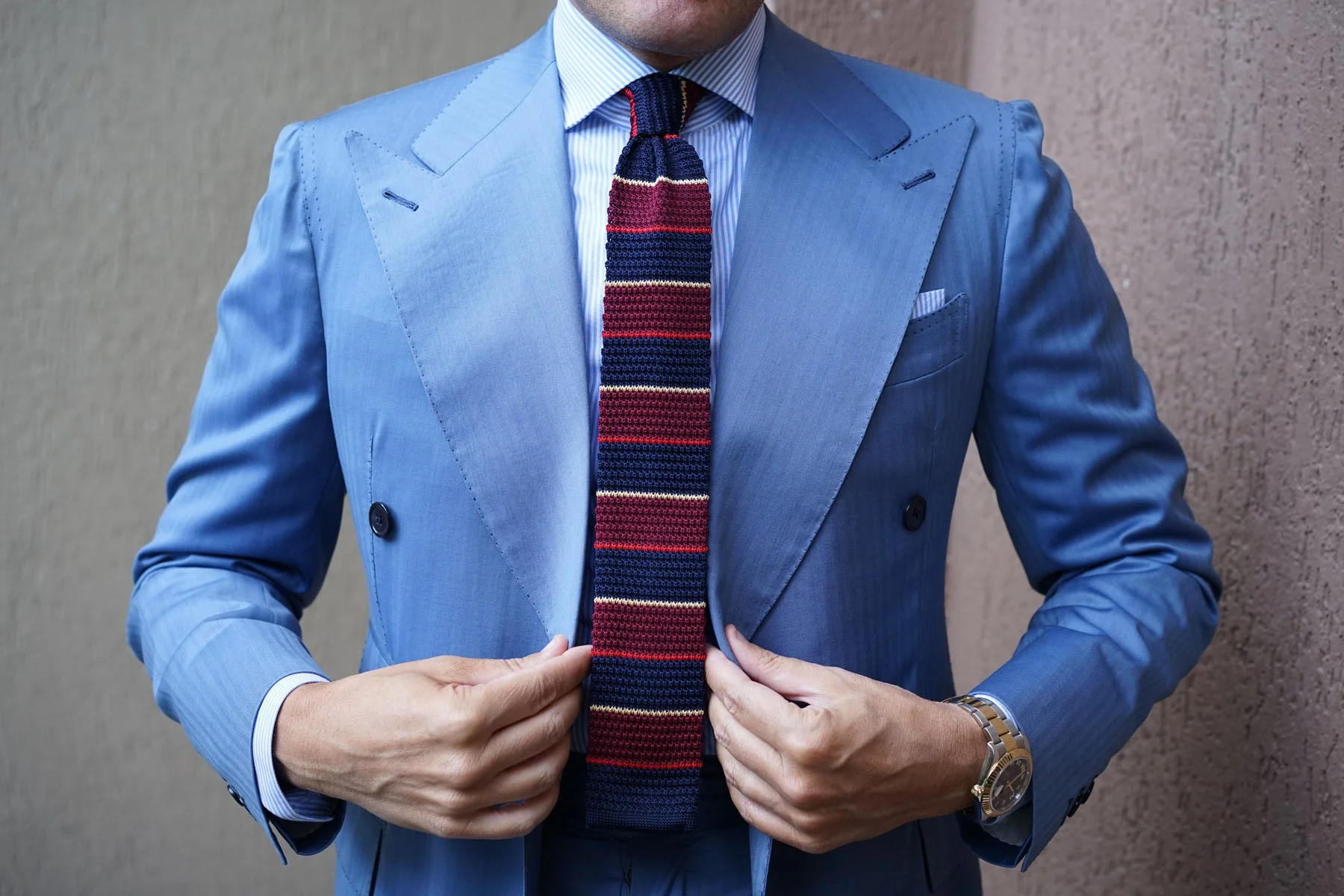 Mr Cooper Maroon Striped Knitted Tie - Image 5